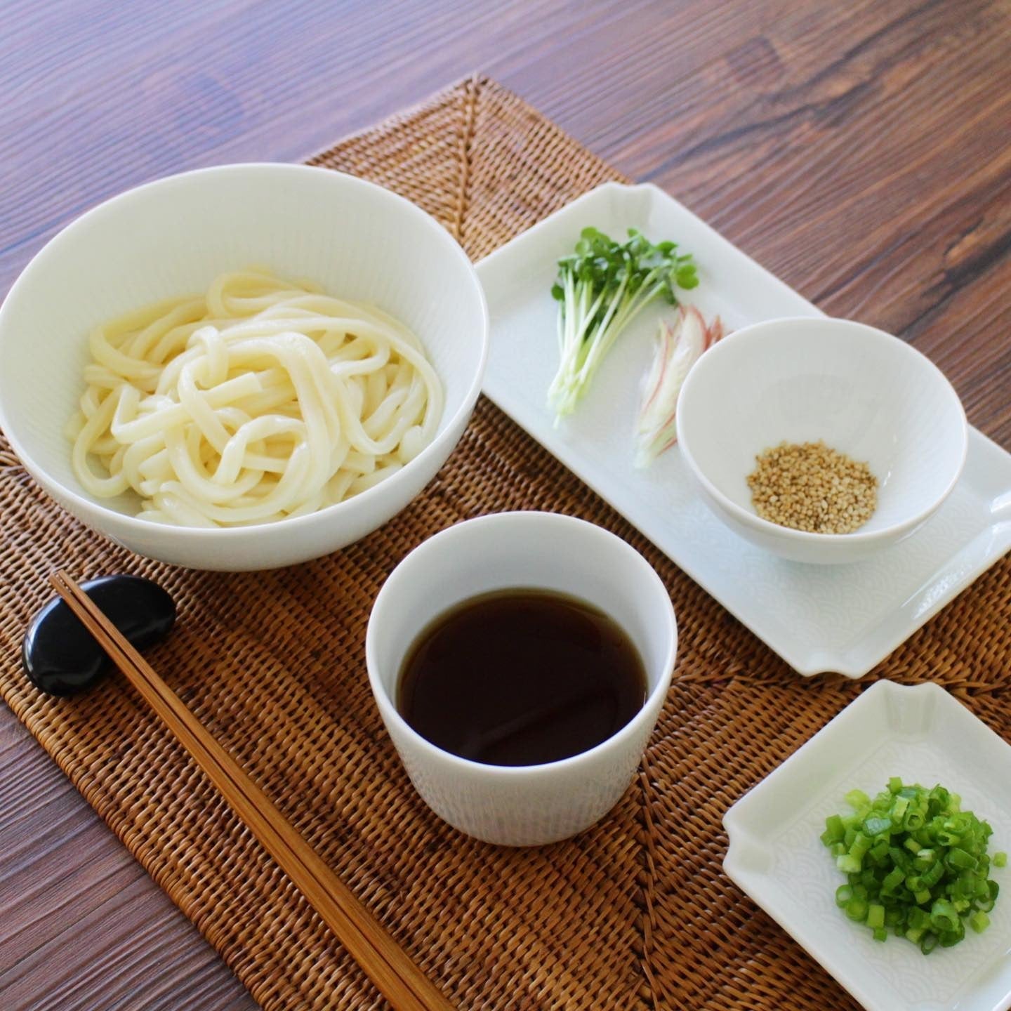 White tableware with Udon noodle from M.M. Yoshihashi