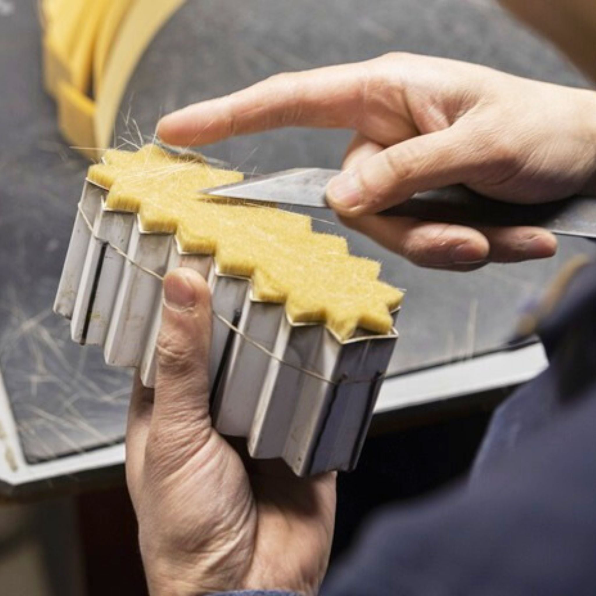 Artisan cutting Kumano brush