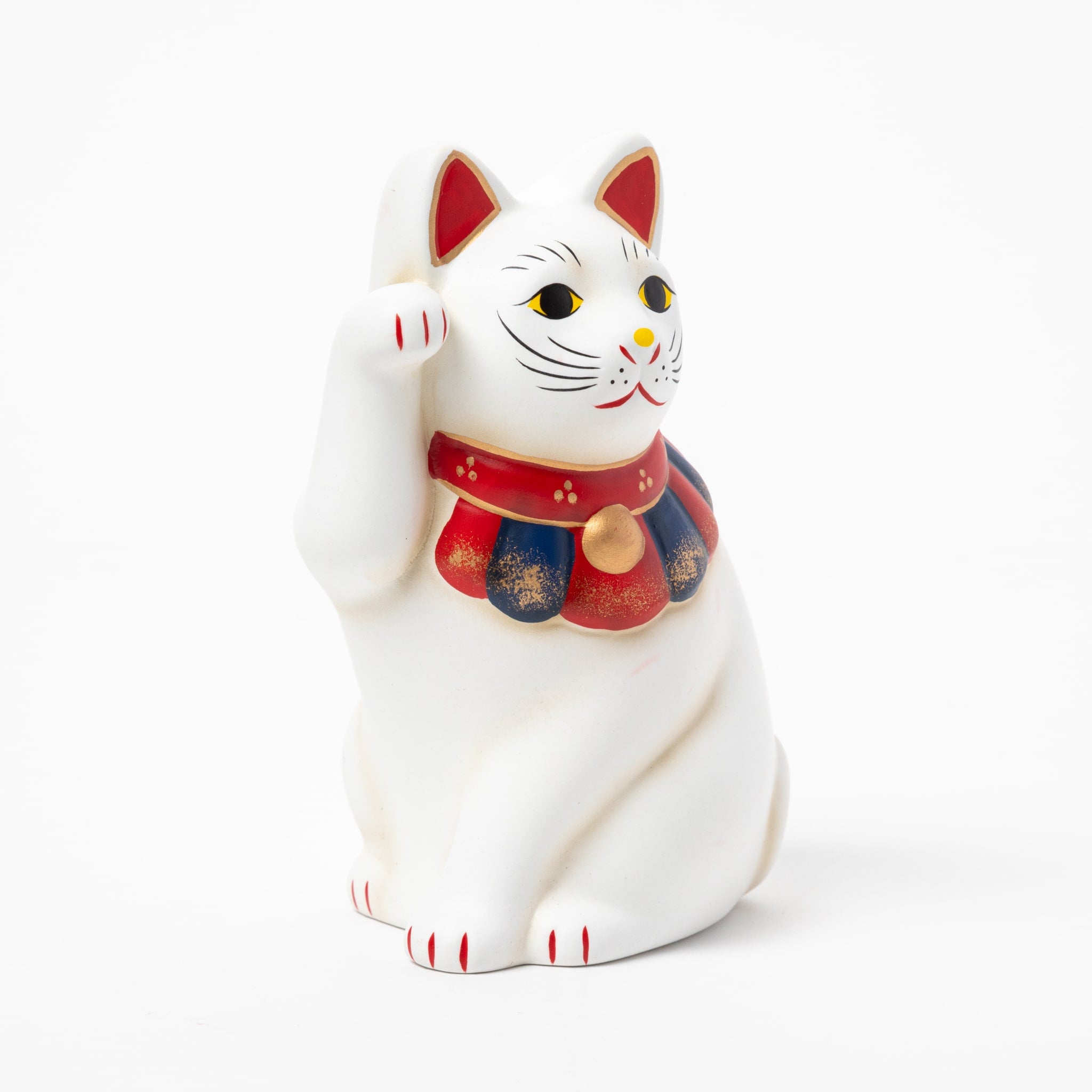 Seto White Yokosuwari Maneki Neko