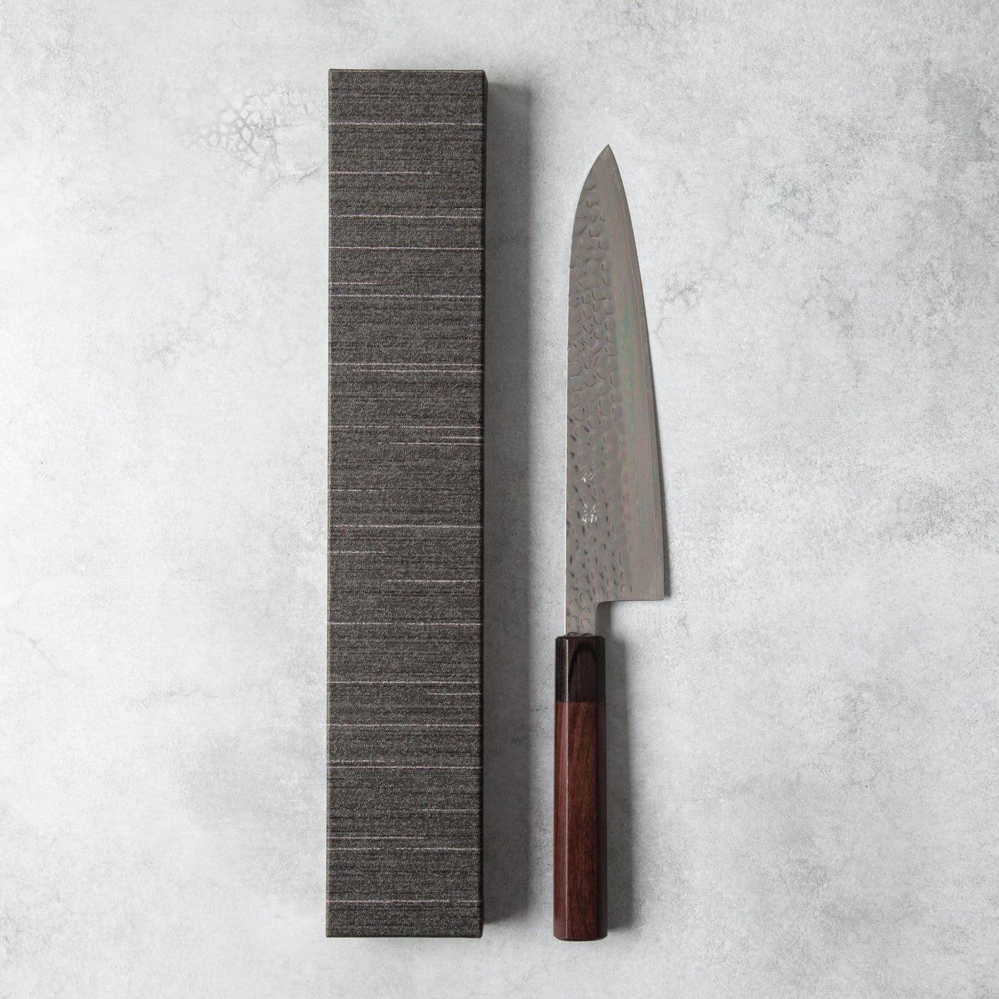 Ishizuchi VG10 Tsuchime Damascus Chef Knife Rosewood Handle