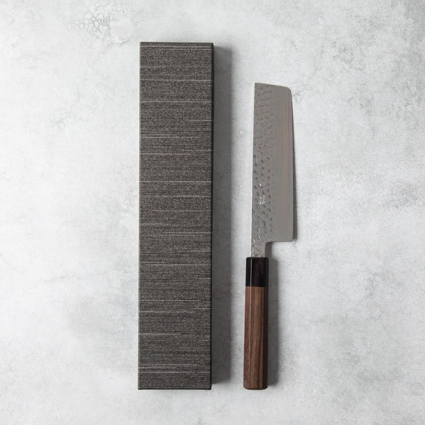 Ishizuchi VG10 Tsuchime Damascus Nakiri Knife Rosewood Handle