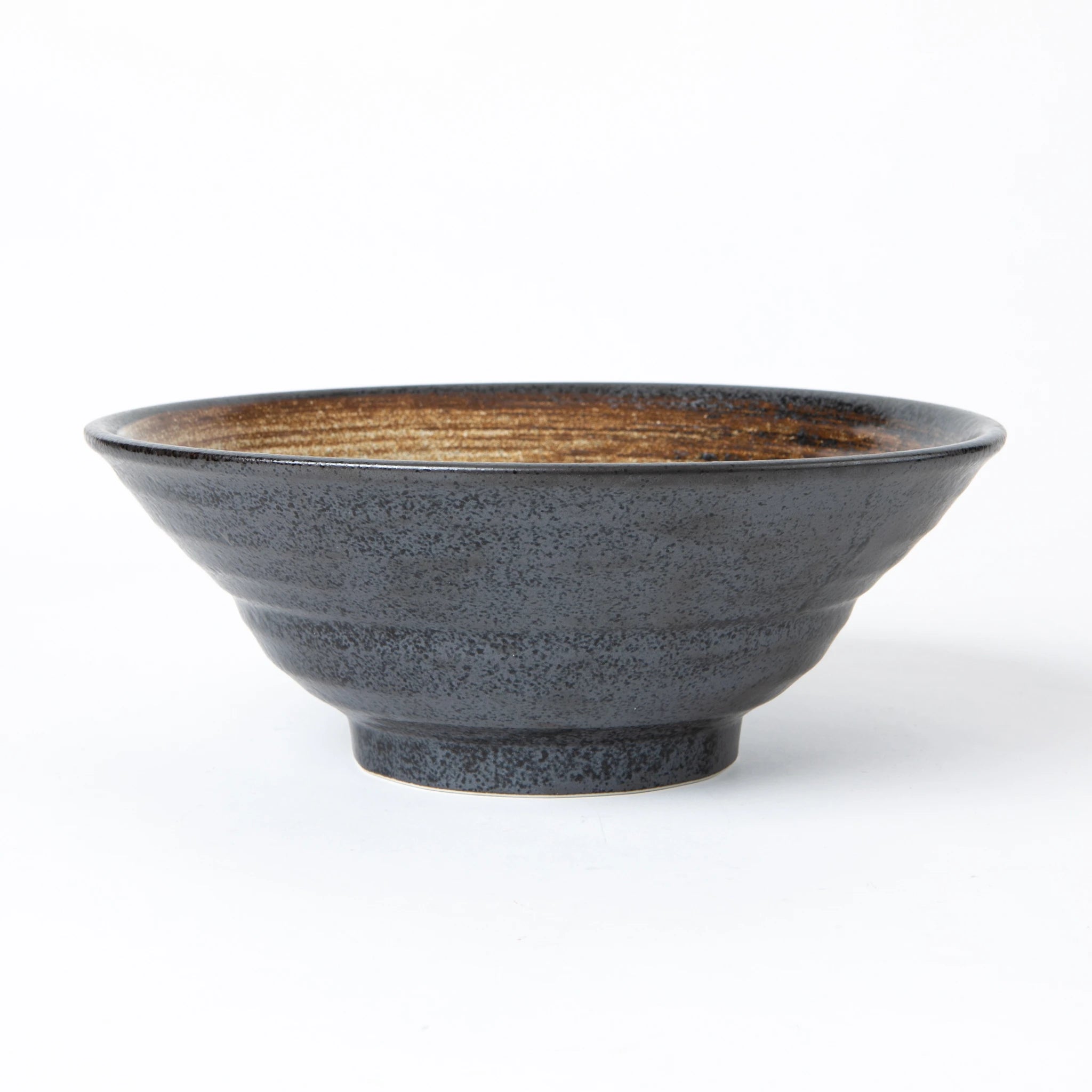 Mino Ware Rokubei Black Crystal Noodle Bowl Set