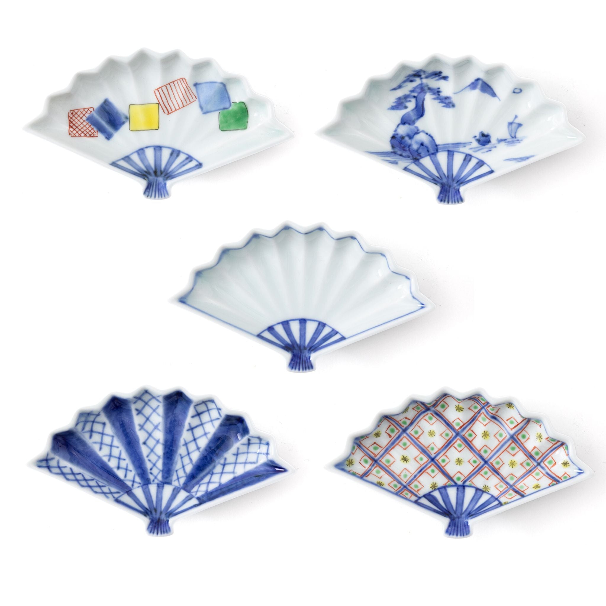 Keizan Kiln Arita Sansui Fan-Shaped Sauce Dish