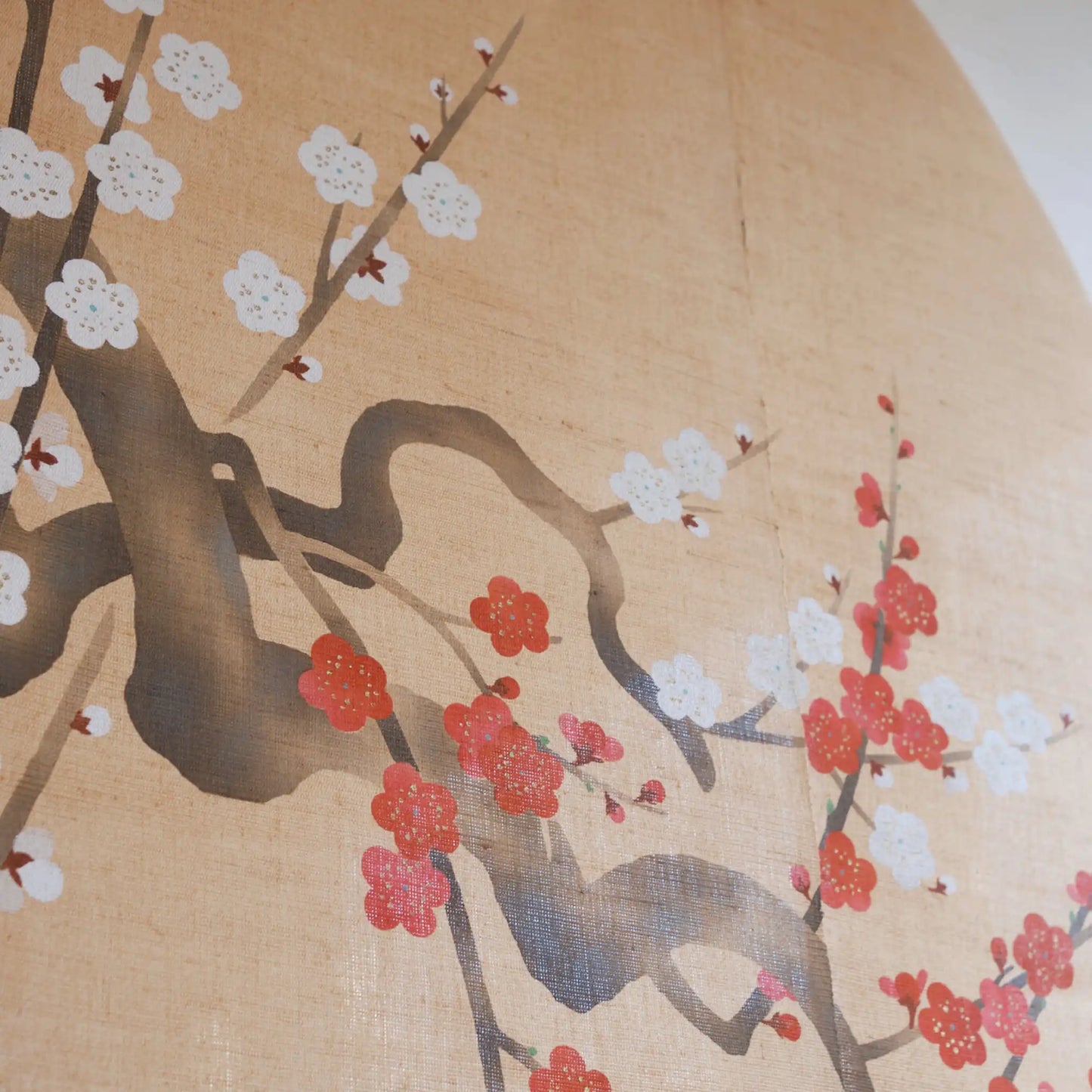 Hand Painted Noren Full Moon Plum Blossoms