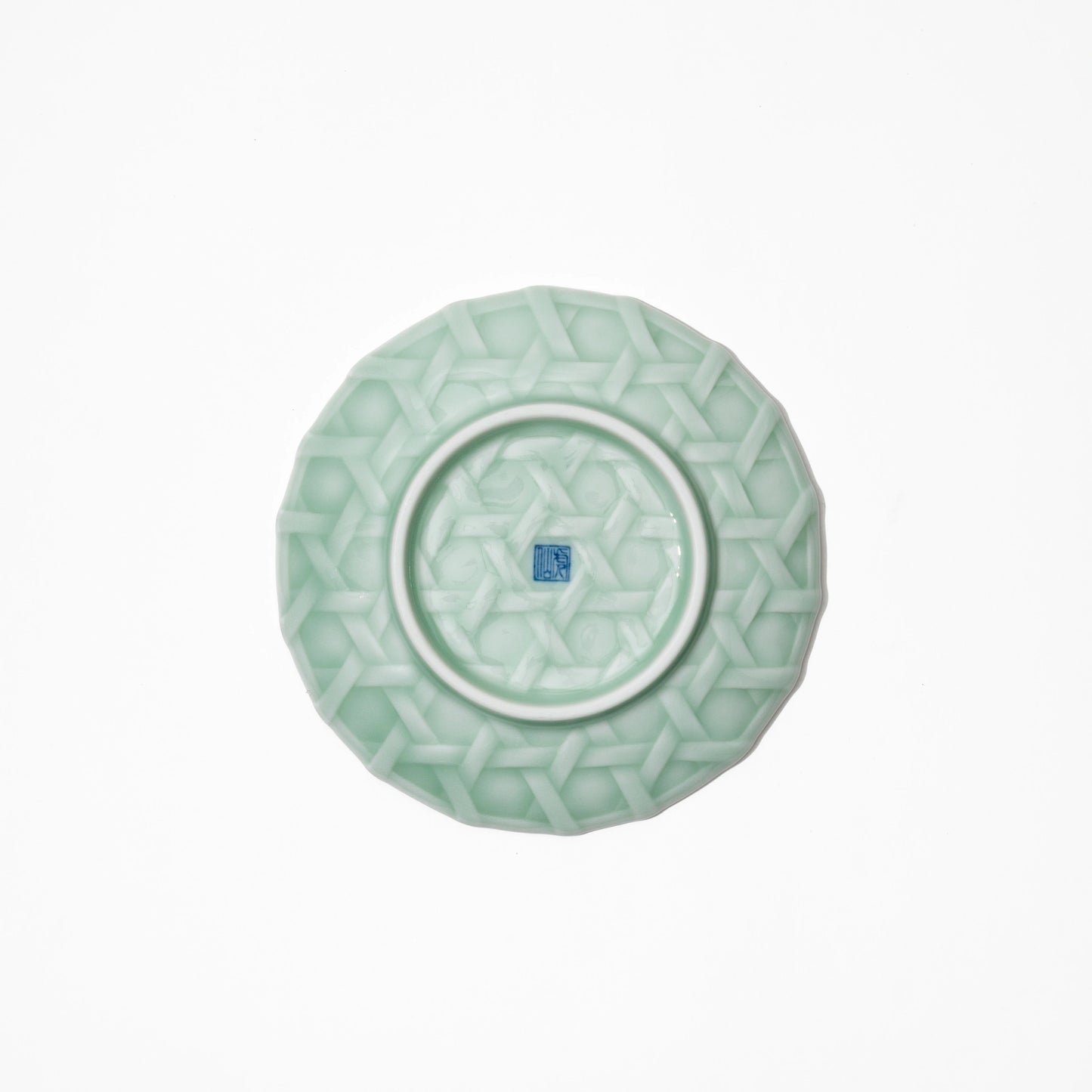 Nabeshima Celadon Porcelain Woven Bamboo Small Plate