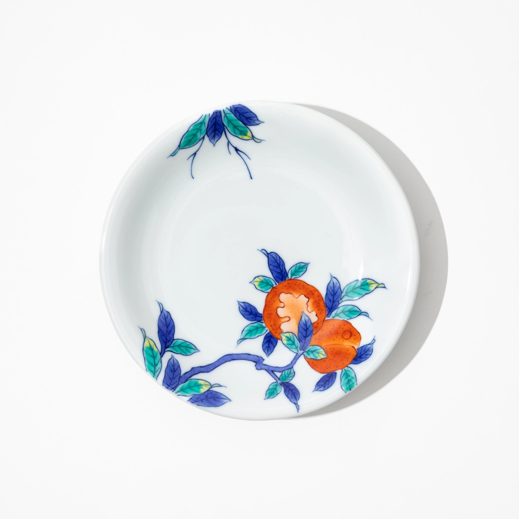 Iro-Nabeshima Glazed Porcelain Pomegranate Coffee Cup and Saucer Set