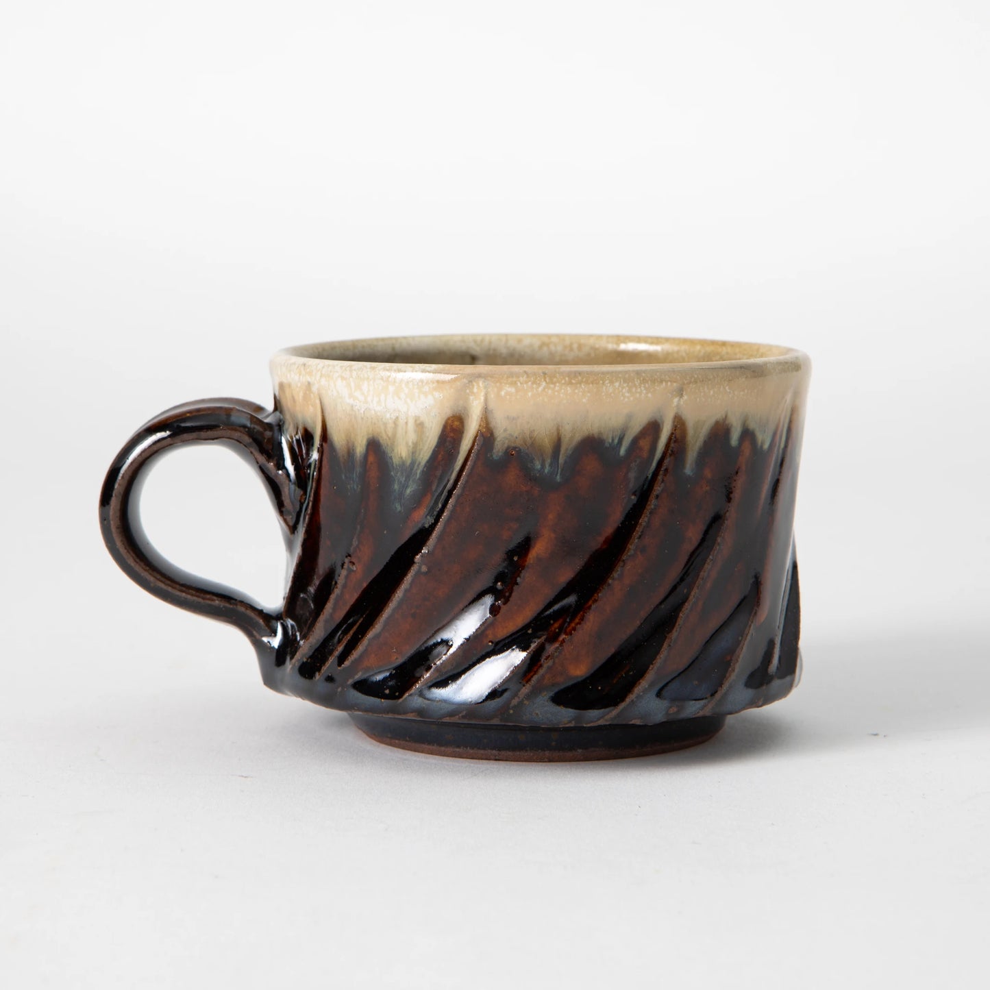 Tamba Ware Large Faceted Mug Amber Glaze