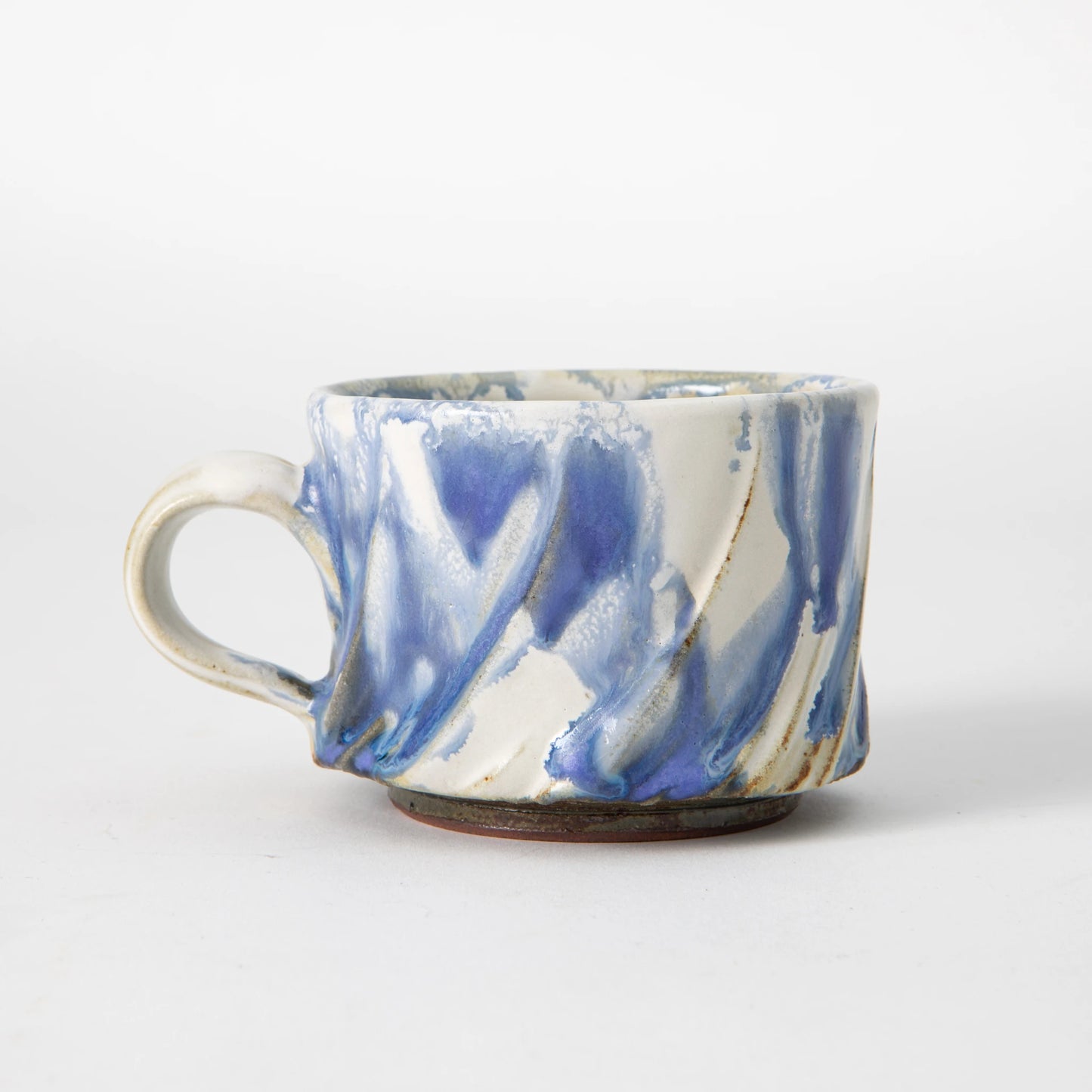 Tamba Ware Large Faceted Mug Ash Glaze Light Blue