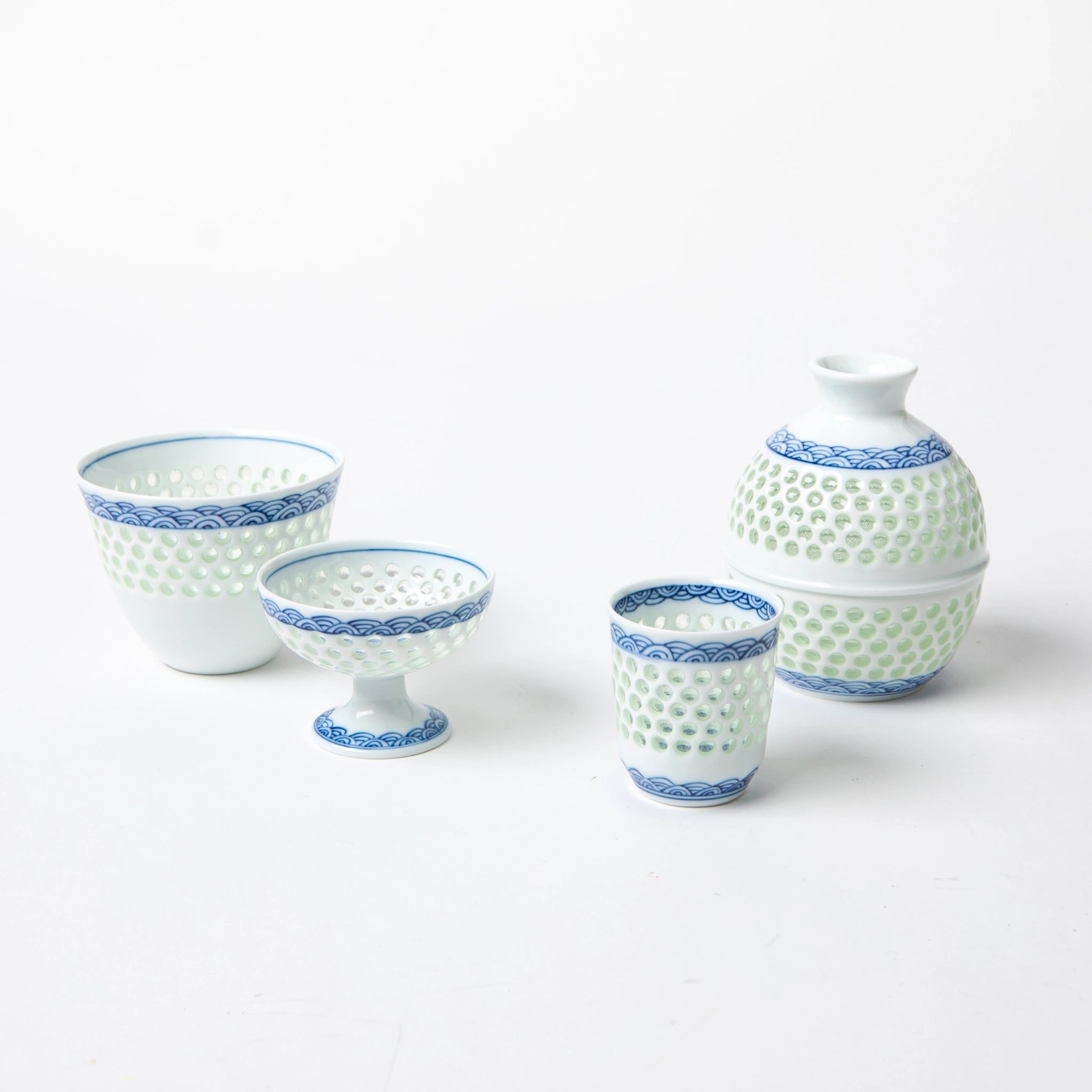 Hasami Ware Crystal Blue Wave Crest Sake Bottle