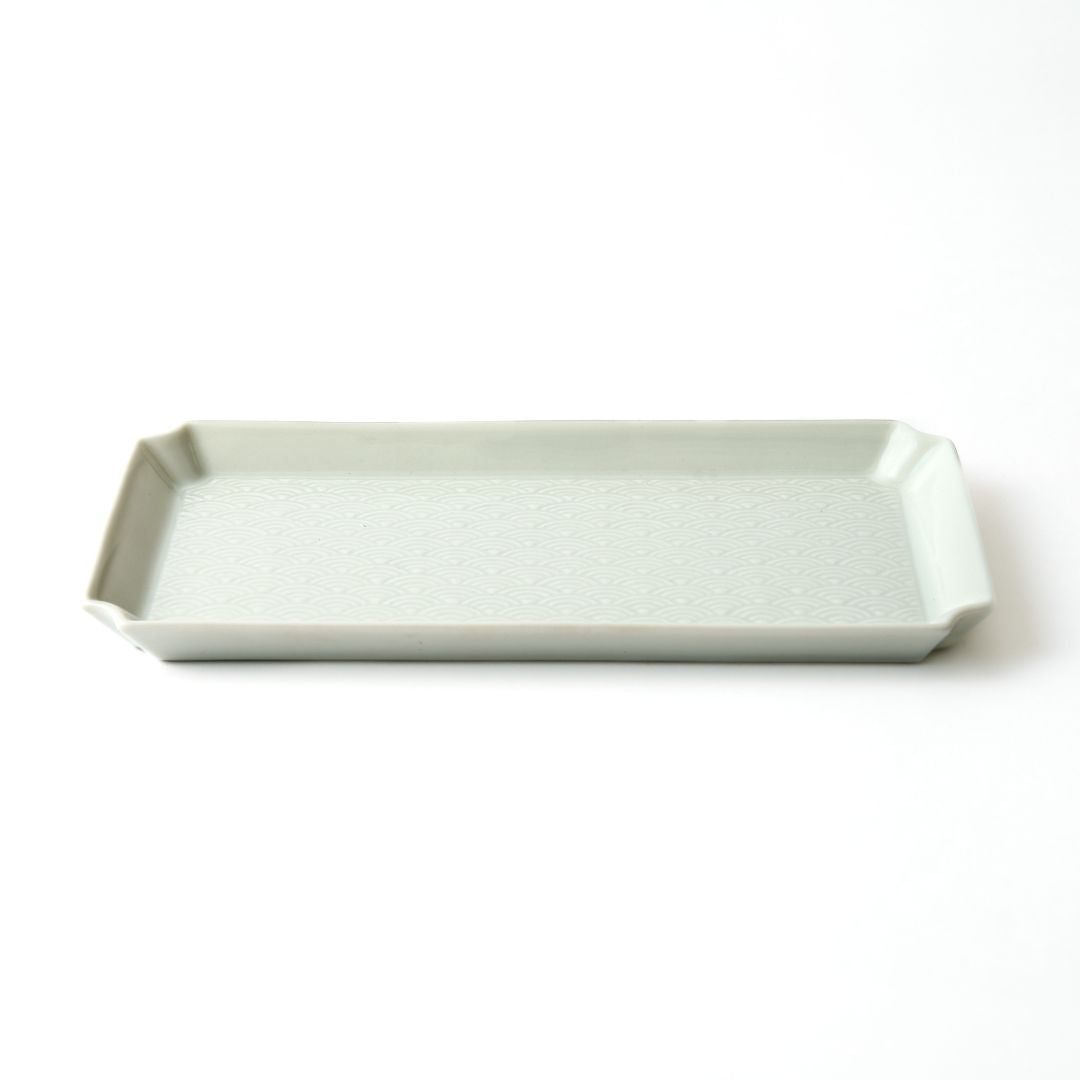 Medium Blue Sea Wave Patterned Square Plate