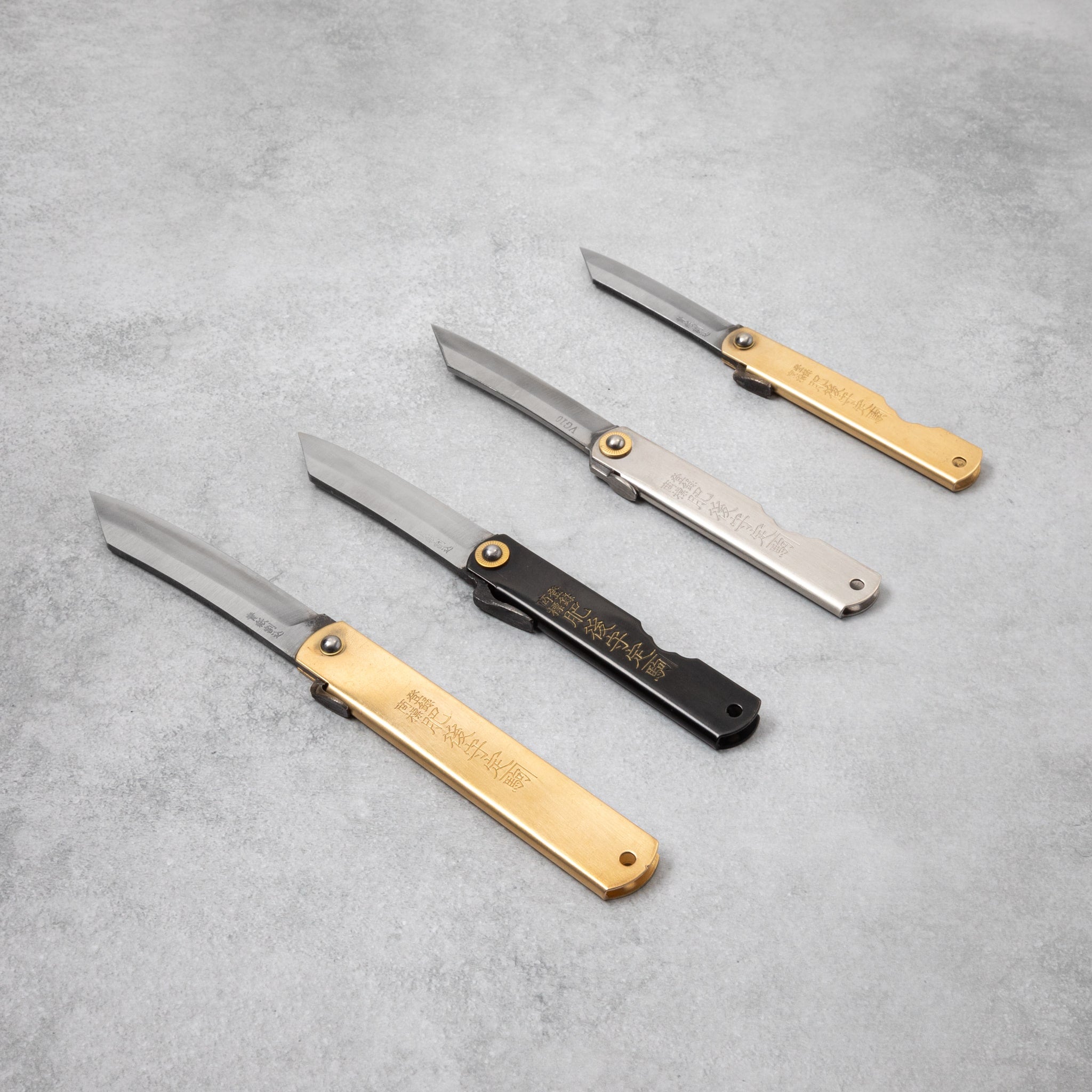 four diffrent sizes of Higonokami knives