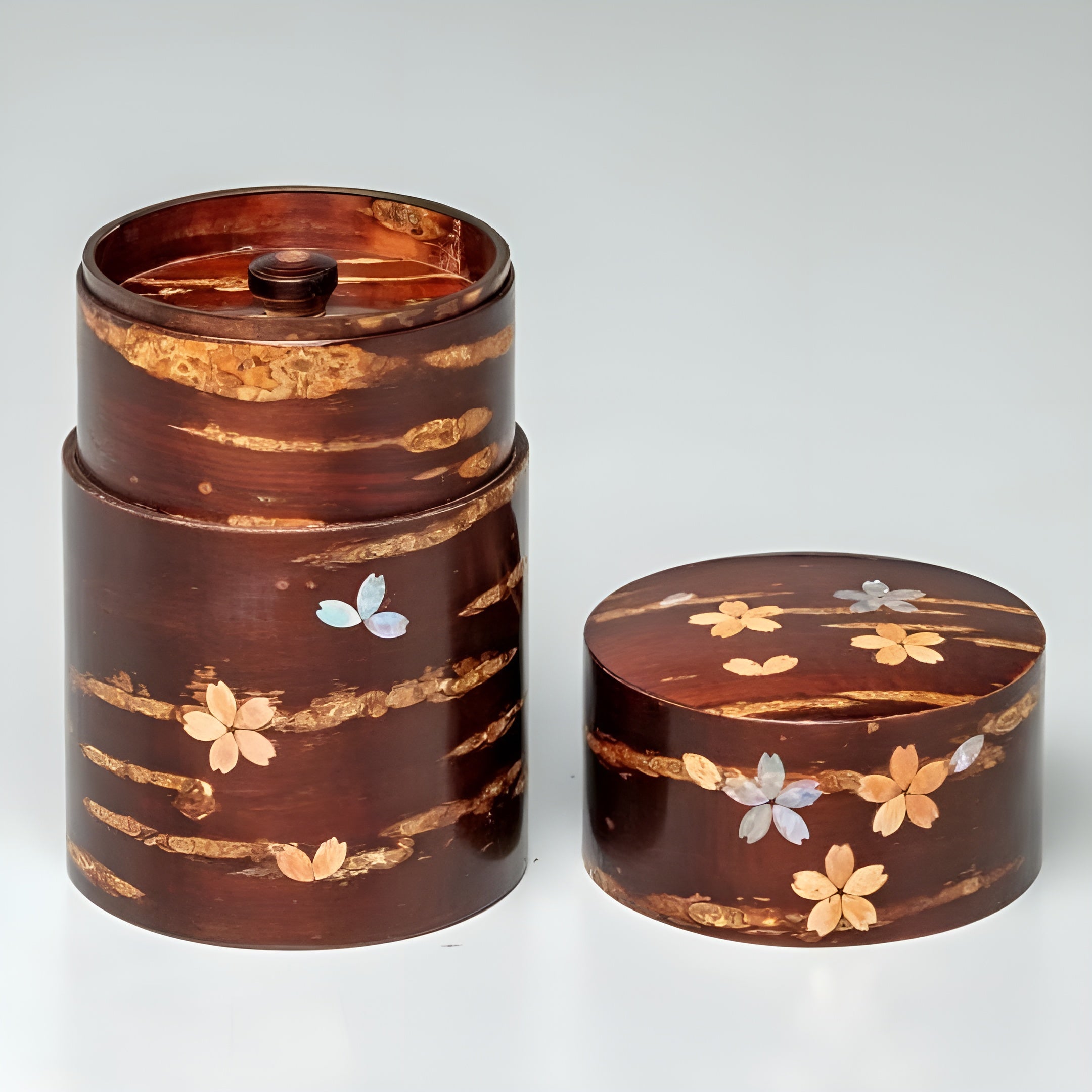 Scattered Flowers Cherry Bark Tea Canister