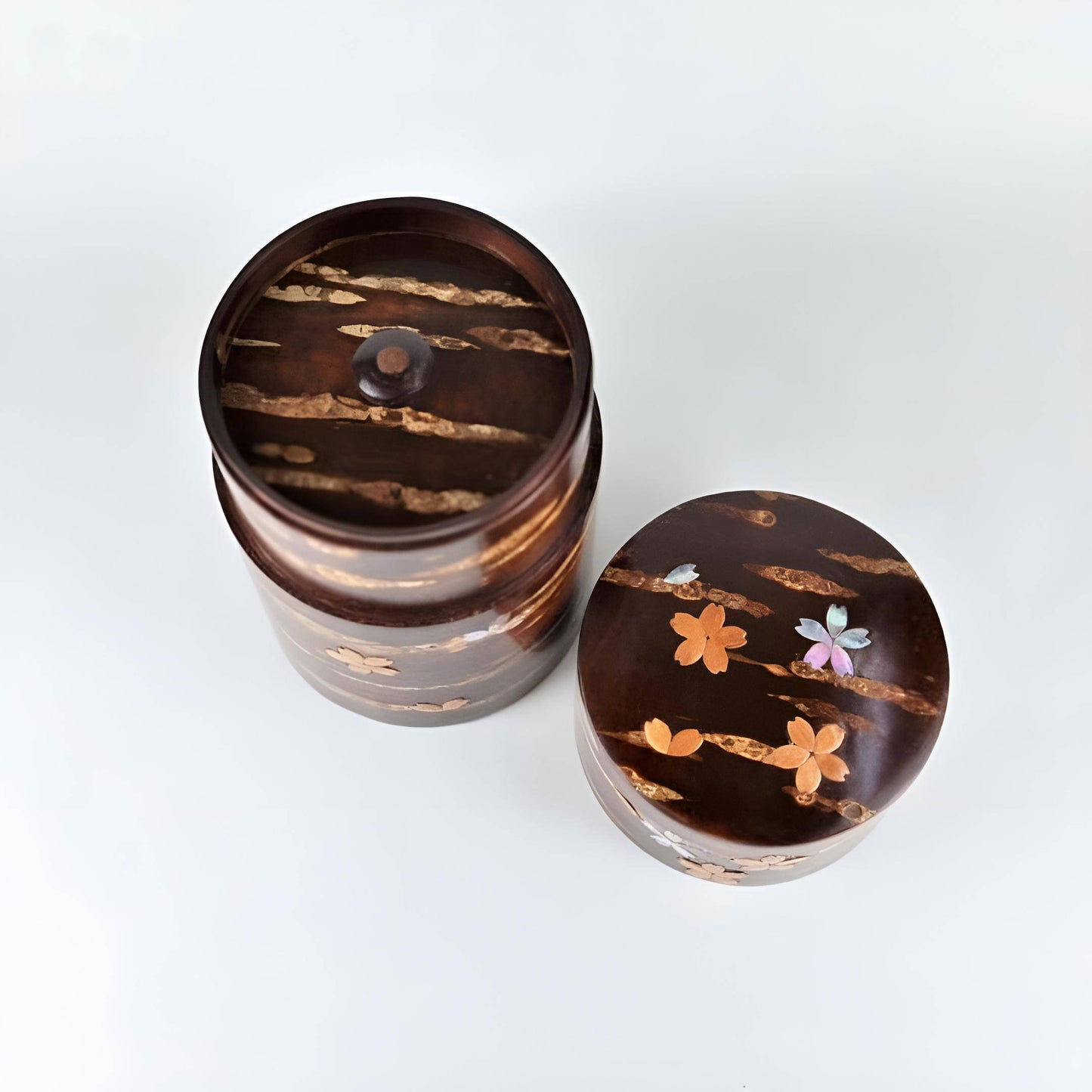 Scattered Flowers Cherry Bark Tea Canister