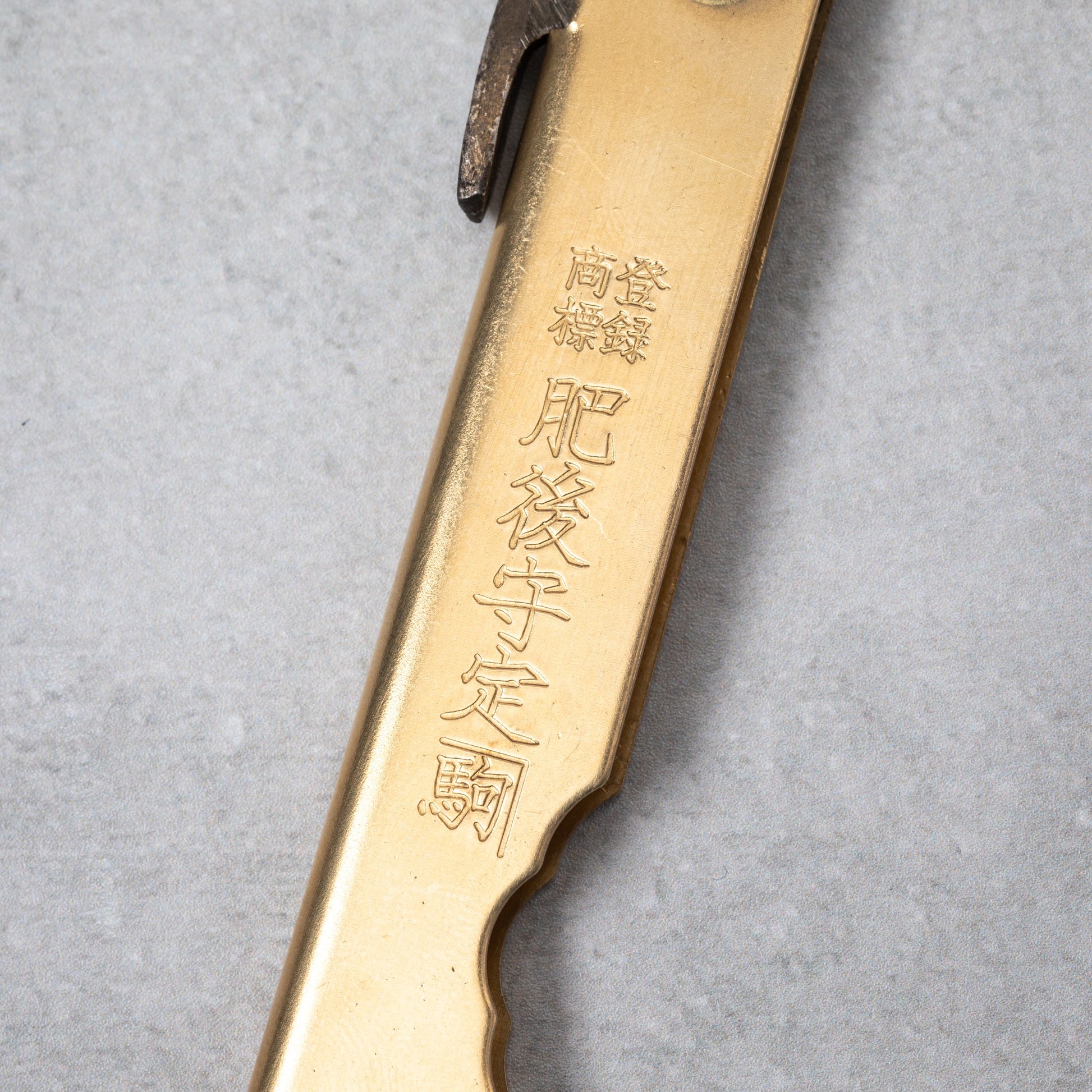 Close up handle image of Higonokami Blue Super Steel Clad Medium Folding Knife