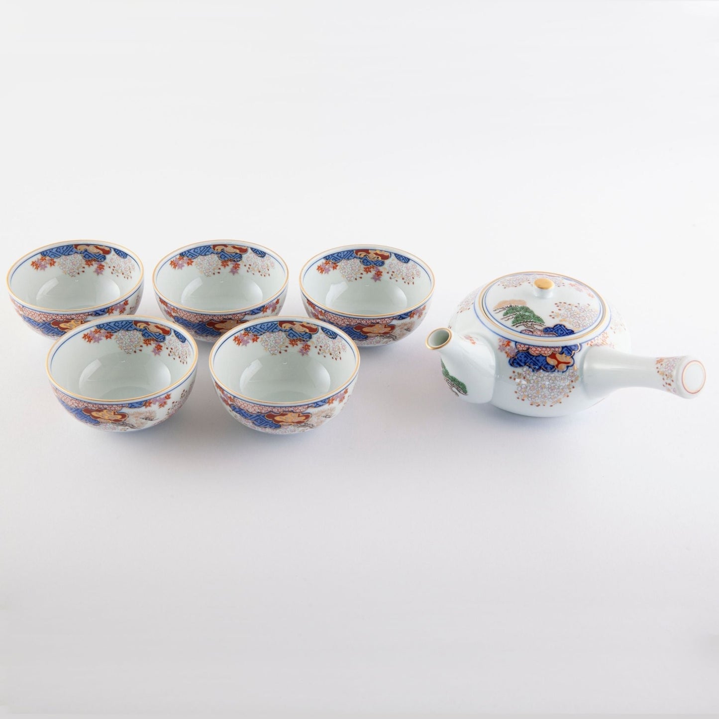 Arita Spring and Autumn Japanese Teapot and Cup Set in Gift Box