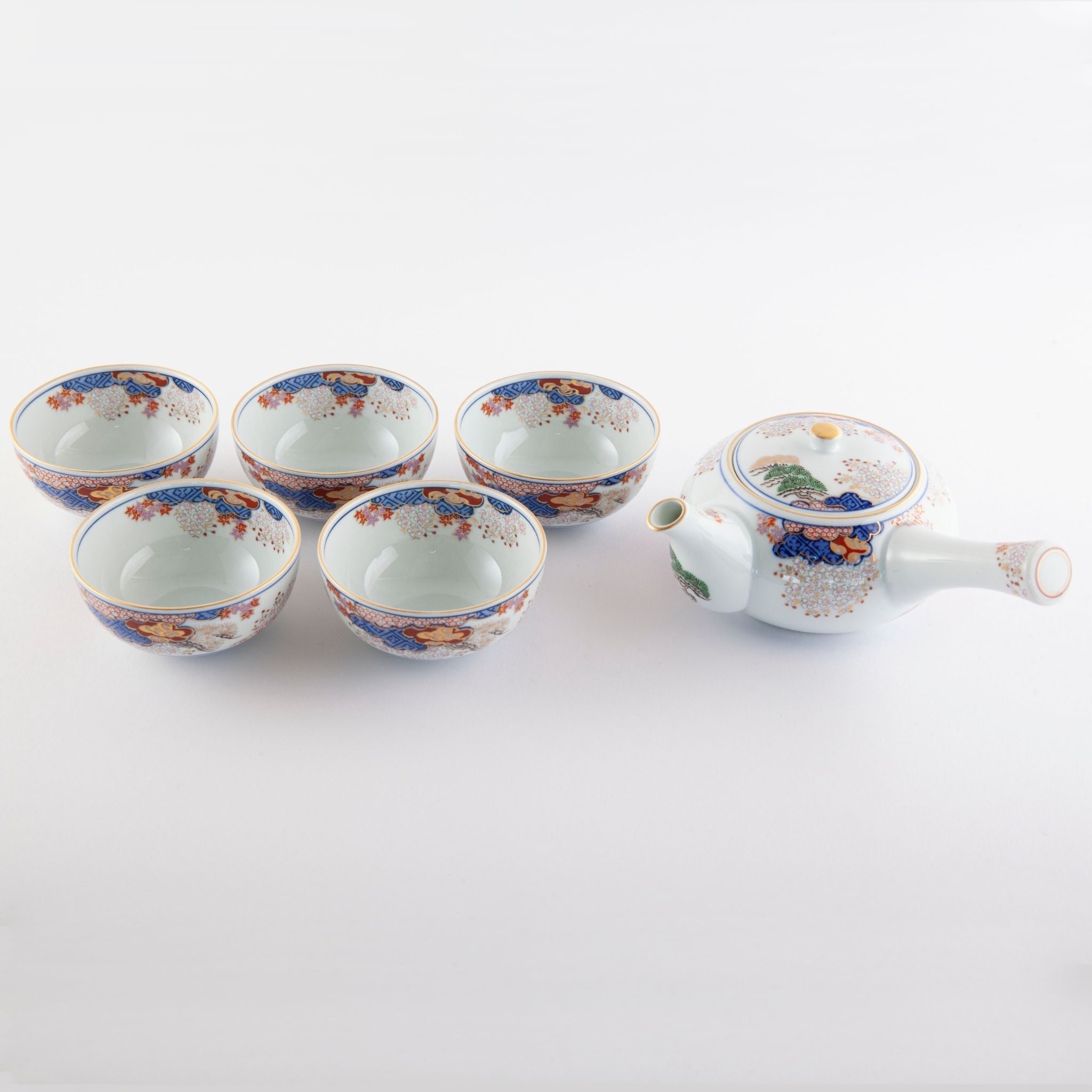 Arita Spring and Autumn Japanese Teapot and Cup Set in Gift Box