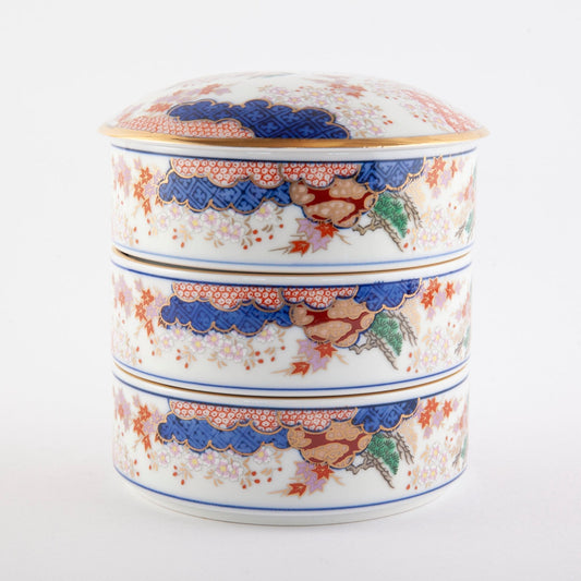 Arita Spring and Autumn Three Tiered Jubako Box