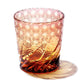 Edo Kiriko Amber Red Whiskey Glass Sazanami