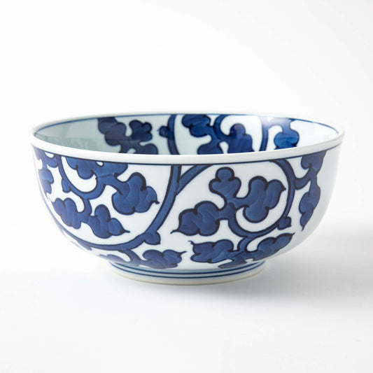 Gen-emon Kiln Arita Blue Arabesque Noodle Bowl
