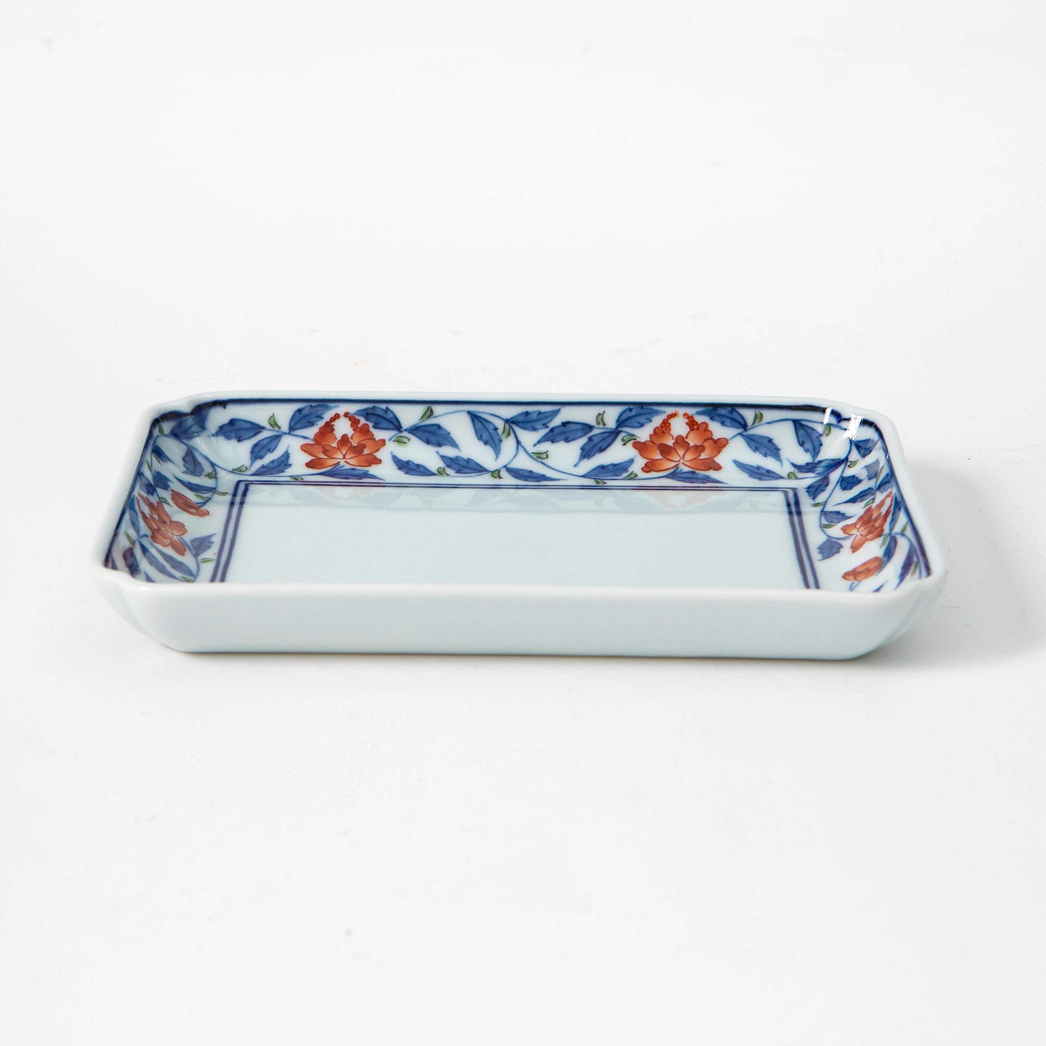 Gen-emon Kiln Arita Flower Karakusa Rectangle Plate