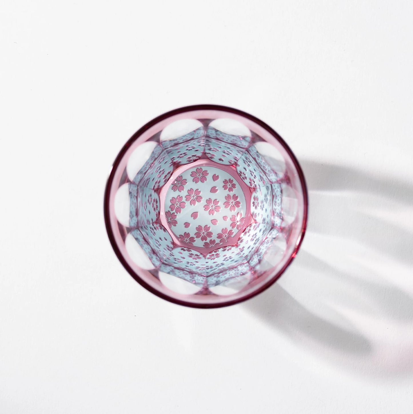 Edo Kiriko Two-Tone Cherry Blossom Sake Cup