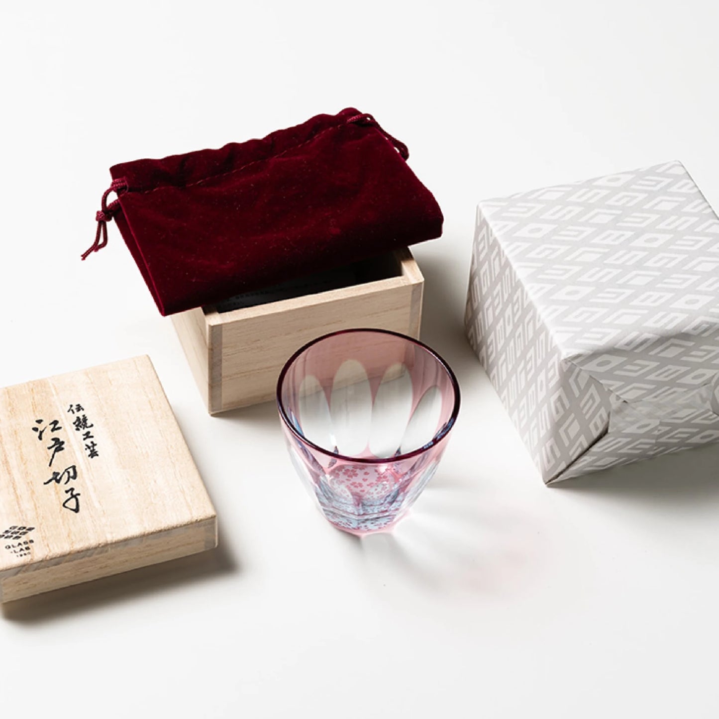 Edo Kiriko Two-Tone Cherry Blossom Sake Cup