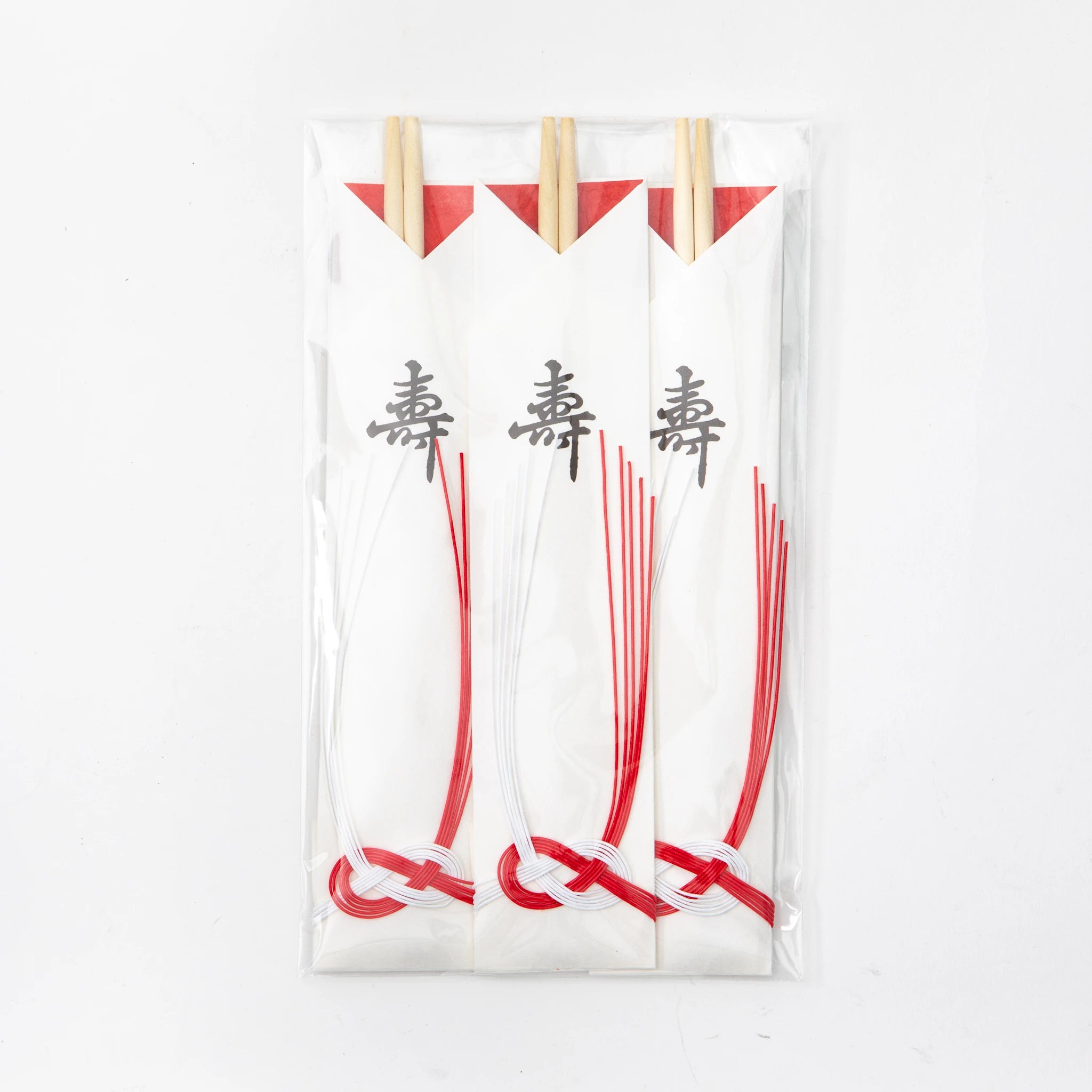 Red and White Mizuhiki Celebratory Chopsticks (3 Pairs)