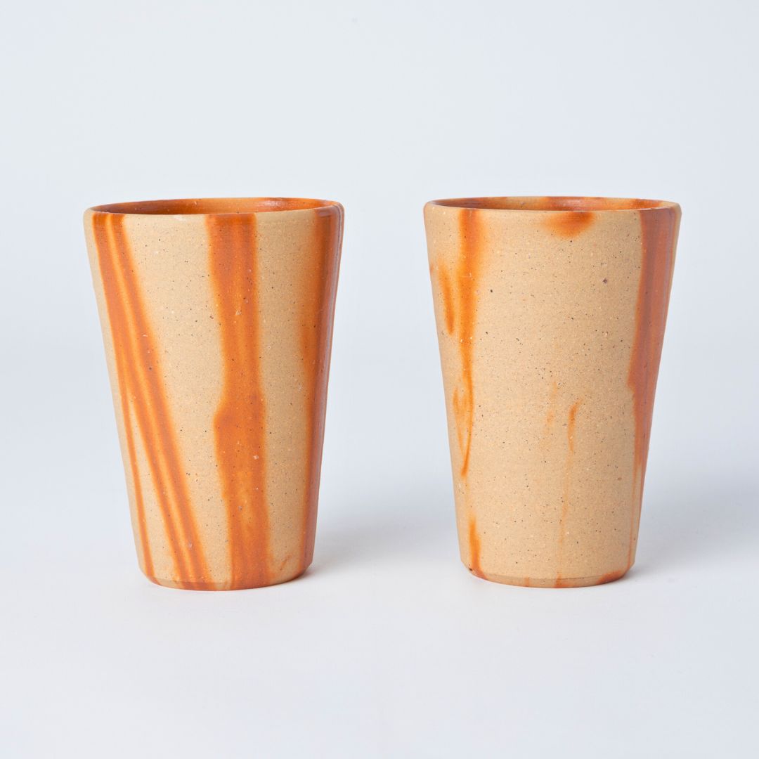 Hozan Kiln Hidasuki Bizen Ware Beer Tumbler Set