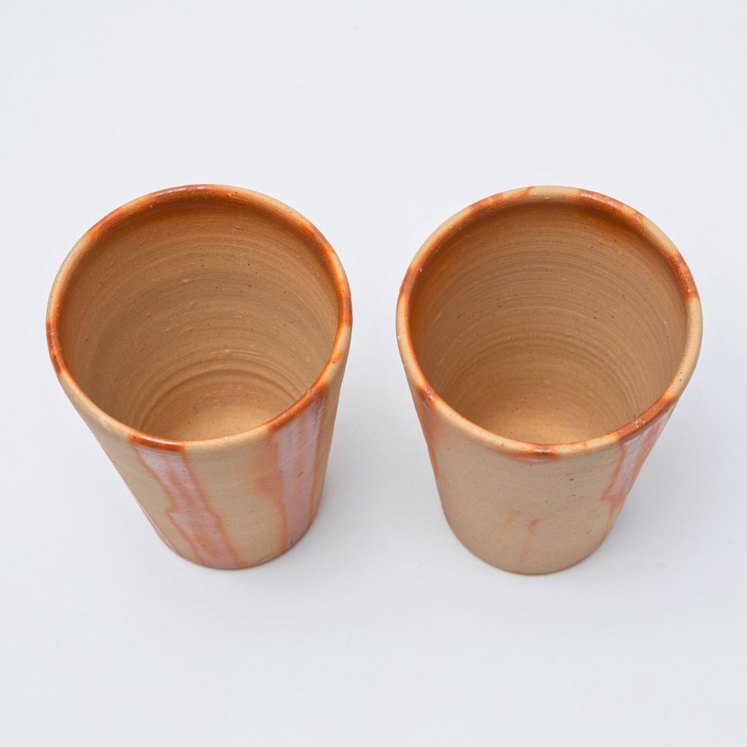 Hozan Kiln Hidasuki Bizen Ware Beer Tumbler Set