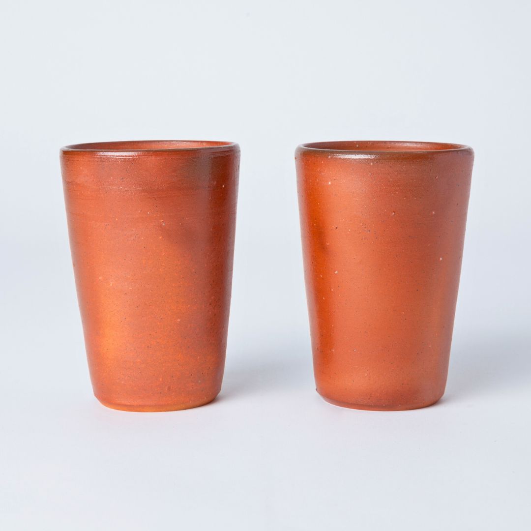 Hozan Kiln Hidasuki and Goma Bizen Ware Beer Tumbler Set