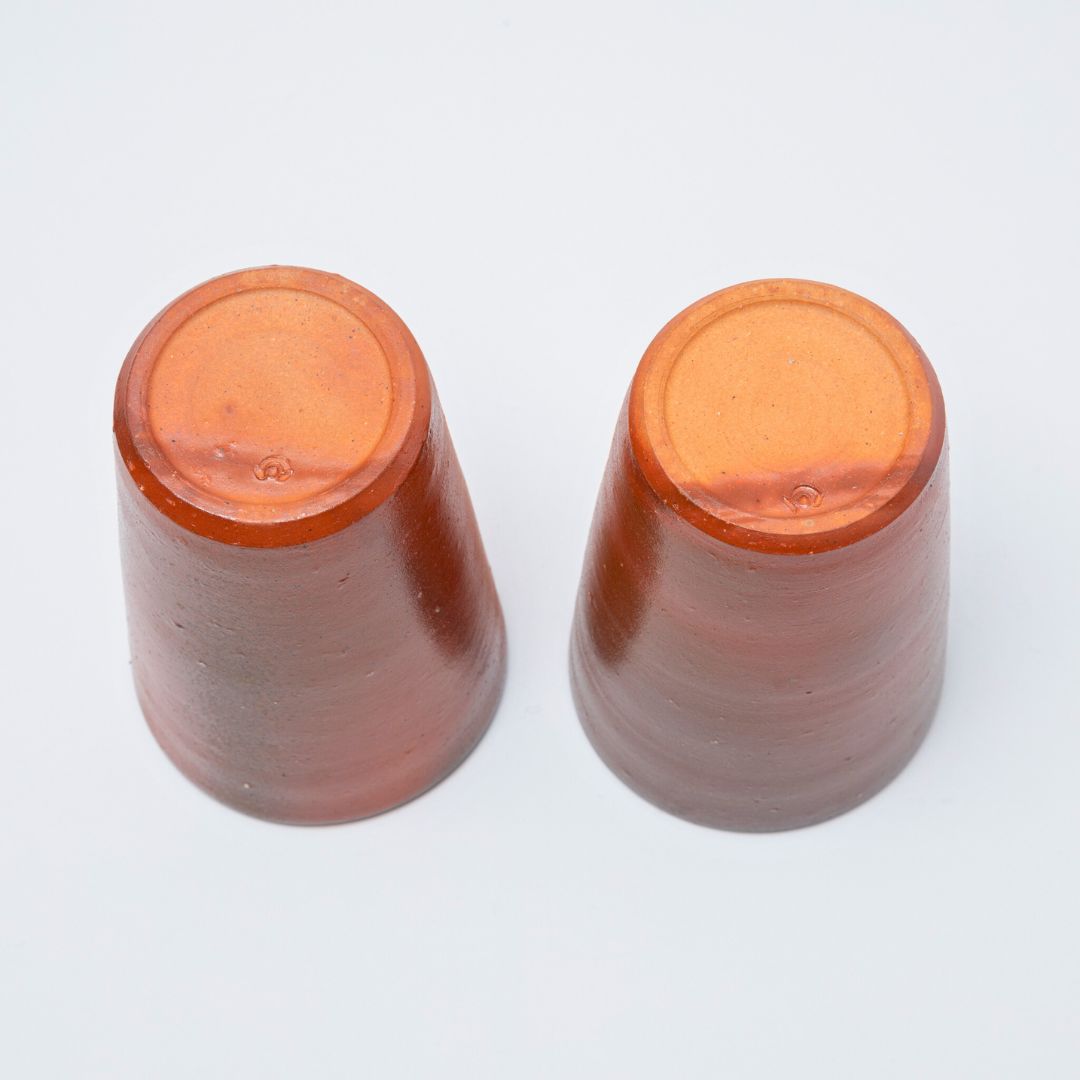 Hozan Kiln Hidasuki and Goma Bizen Ware Beer Tumbler Set