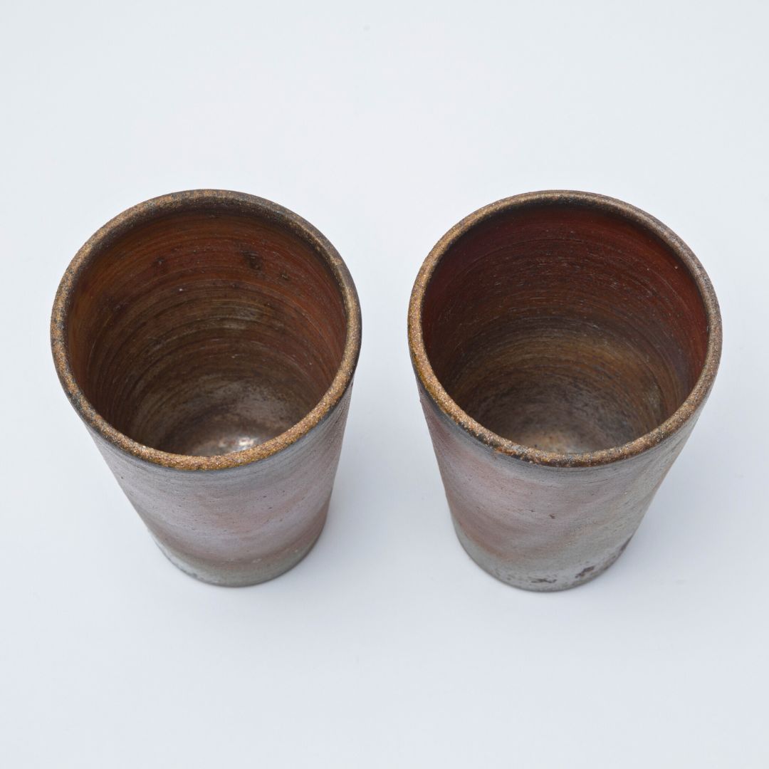 Hozan Kiln Sangiri Bizen Ware Beer Tumbler Set