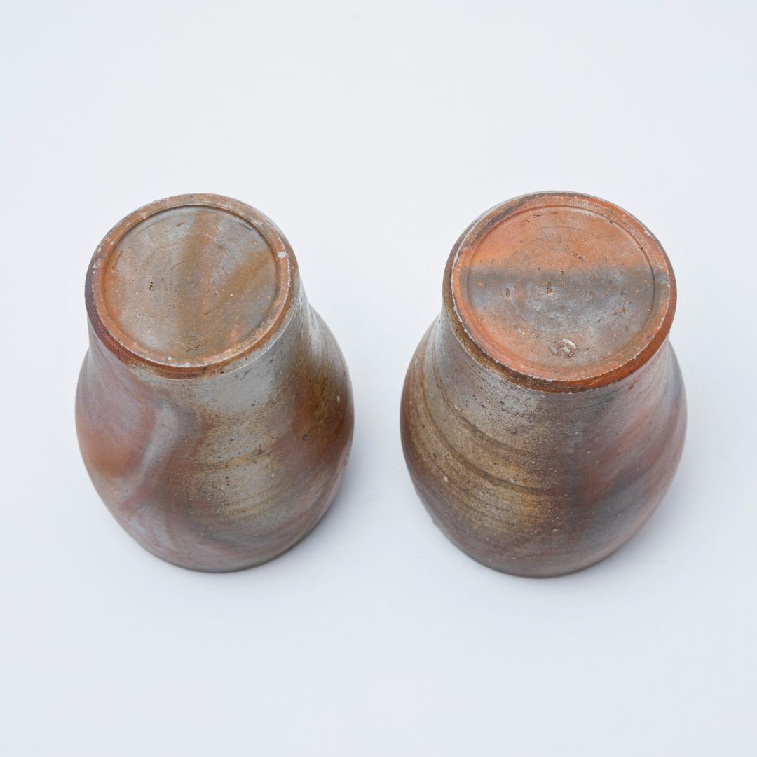 Hozan Kiln Sangiri Bizen Ware Rounded Beer Tumbler Set