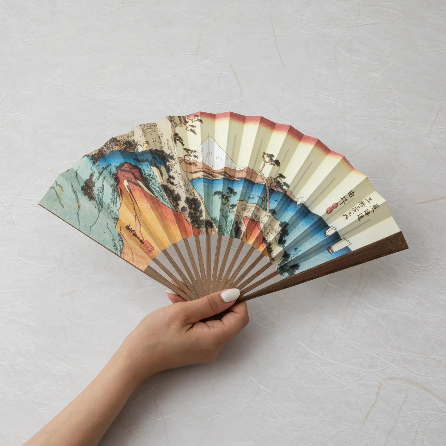 Edo Folding Fan Ukiyo-e Utagawa Hiroshige Yui Satta Ridge