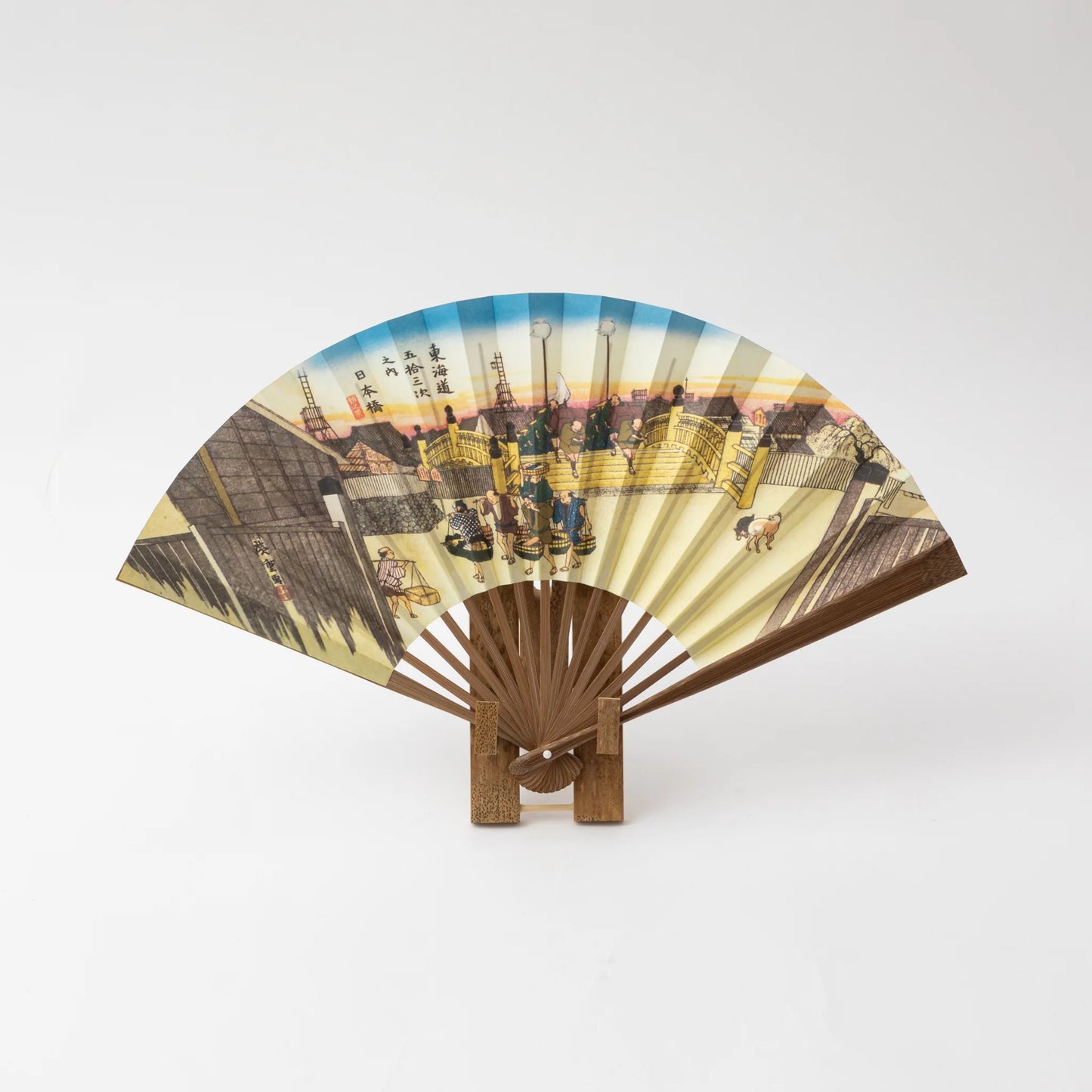 Edo Folding Fan Ukiyo-e Utagawa Hiroshige Nihonbashi