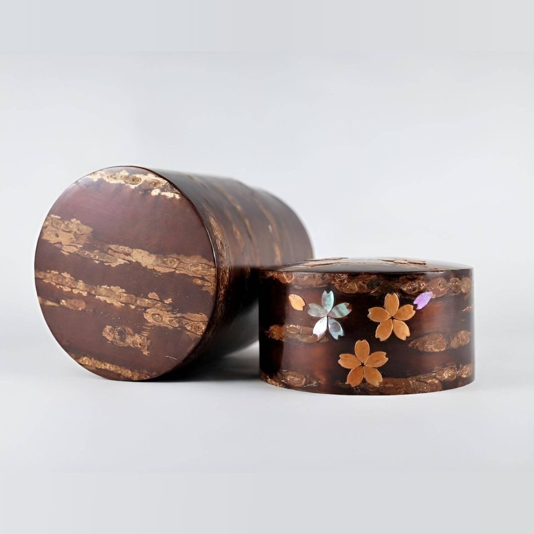 Scattered Flowers Cherry Bark Tea Canister