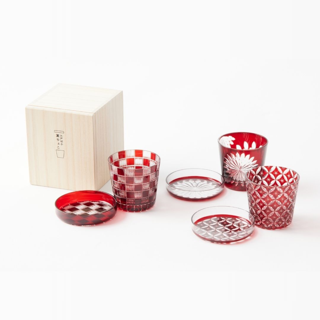 Edo Kiriko Lidded Glasses from Hirota Glass with box