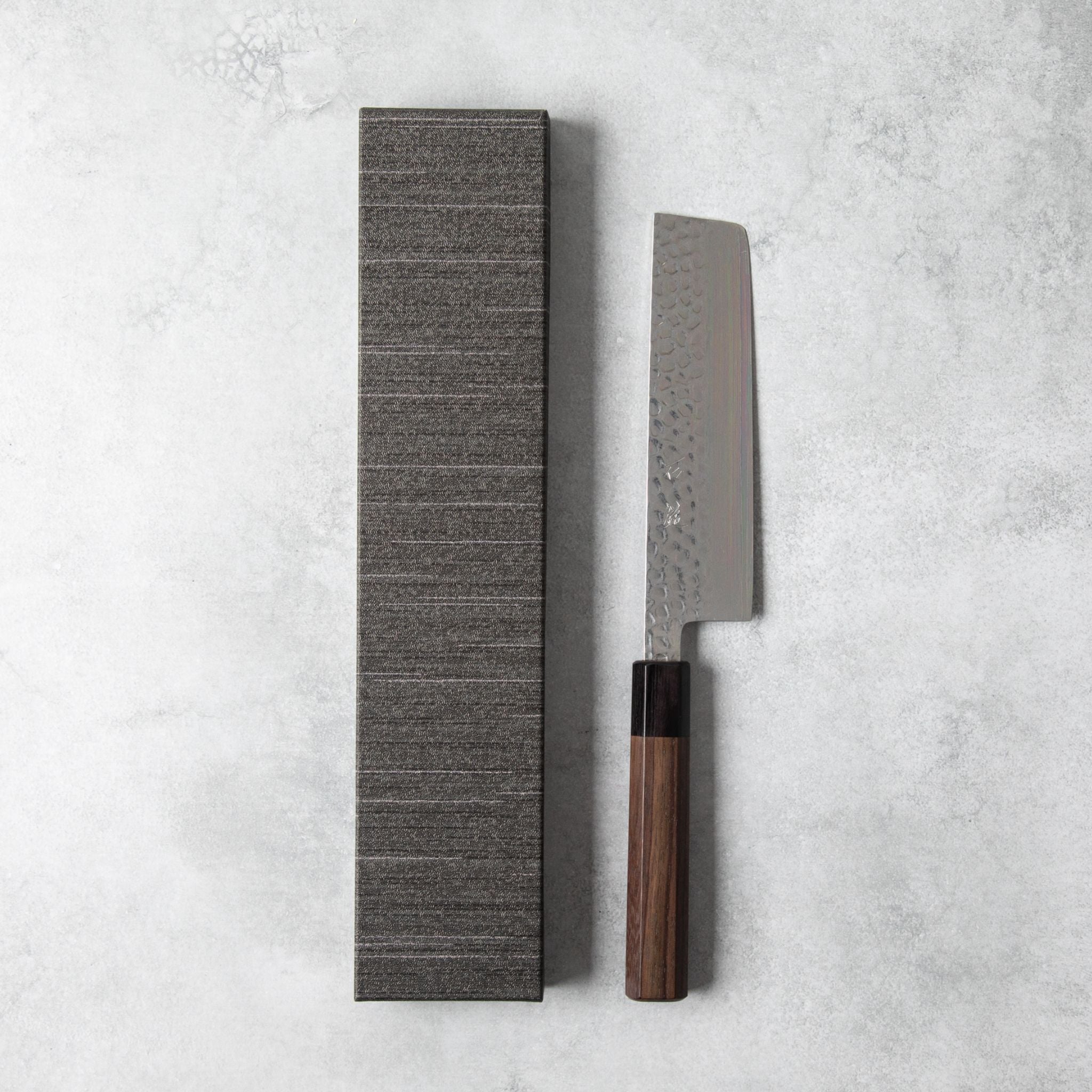 Ishizuchi VG10 Tsuchime Damascus Nakiri Knife Rosewood Handle