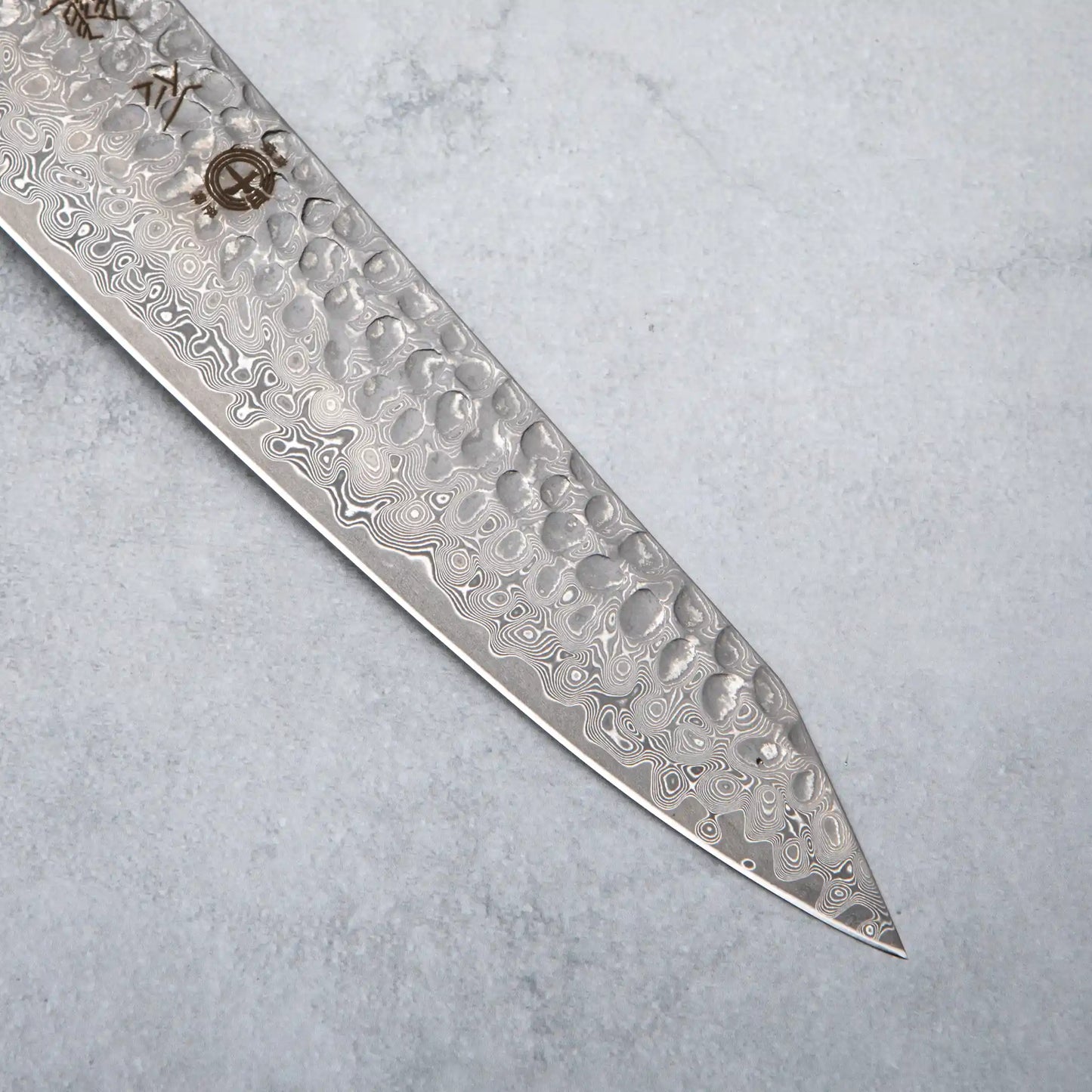 Ishizuchi VG10 Damascus Tsuchime Kiritsuke Chef Knife Ebony Wood Handle