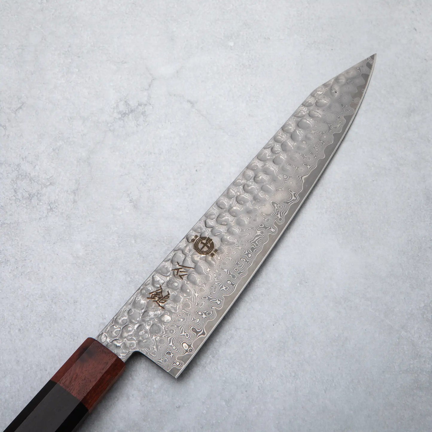 Ishizuchi VG10 Damascus Tsuchime Kiritsuke Chef Knife Ebony Wood Handle