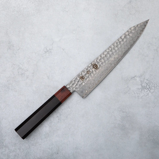 Ishizuchi VG10 Damascus Tsuchime Kiritsuke Chef Knife Ebony Wood Handle