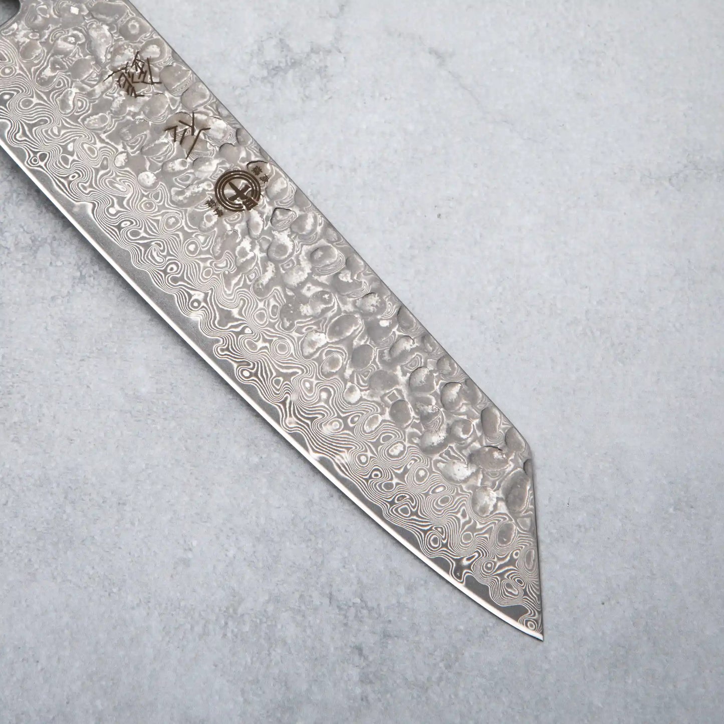 Ishizuchi VG10 Damascus Tsuchime Kiritsuke Knife Ebony Wood Handle