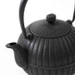 Close-up of the spout and lid of the Japanese Aster Black Nanbu Cast Iron Teapot, highlighting the detailed texture and finish.