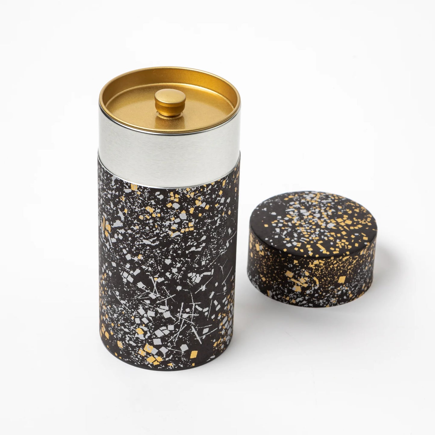Japanese Gold Sprinkle Washi Dye Double-Lid Tea Canister