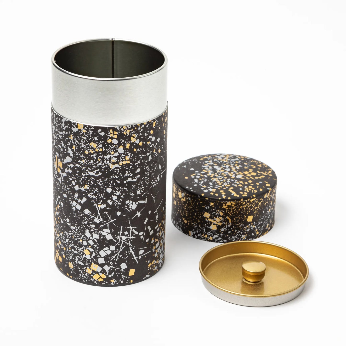 Japanese Gold Sprinkle Washi Dye Double-Lid Tea Canister