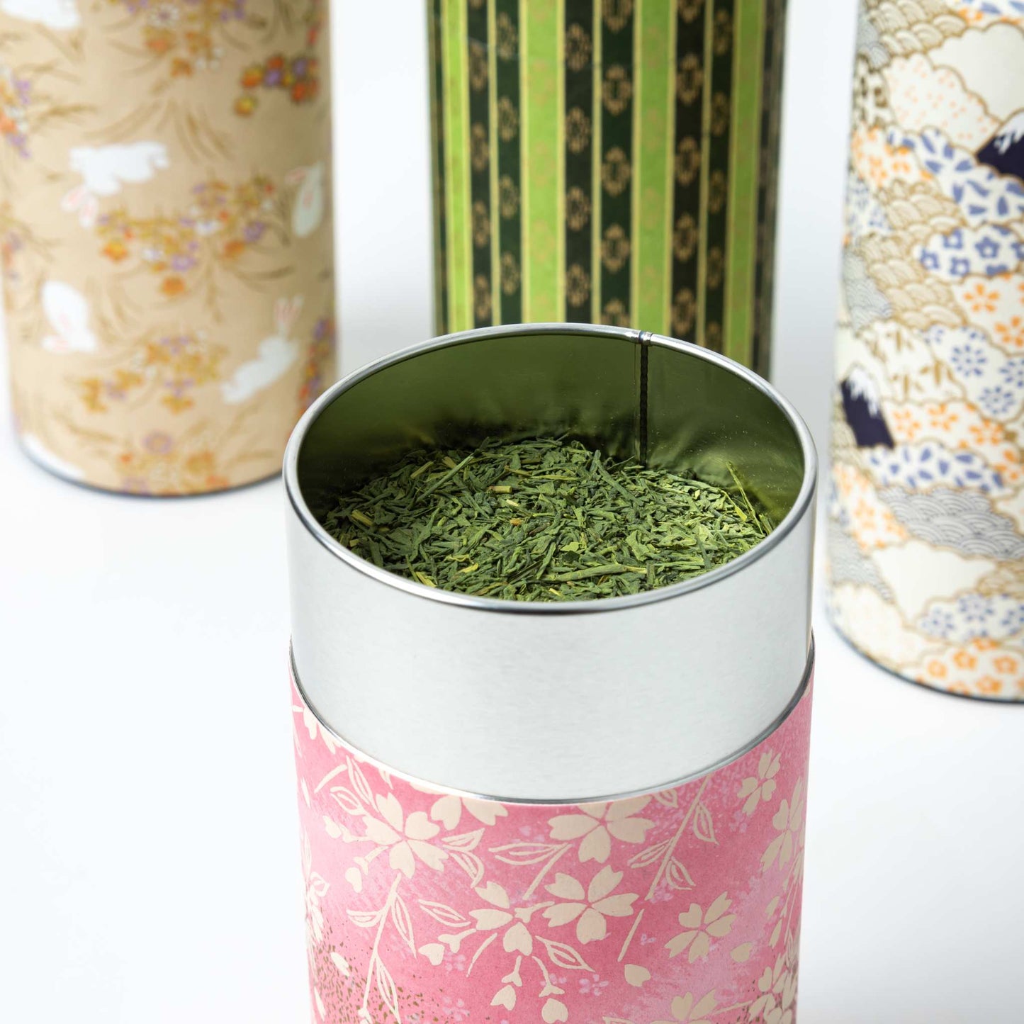 Japanese Mt Fuji Washi Paper Double-Lid Tea Canister