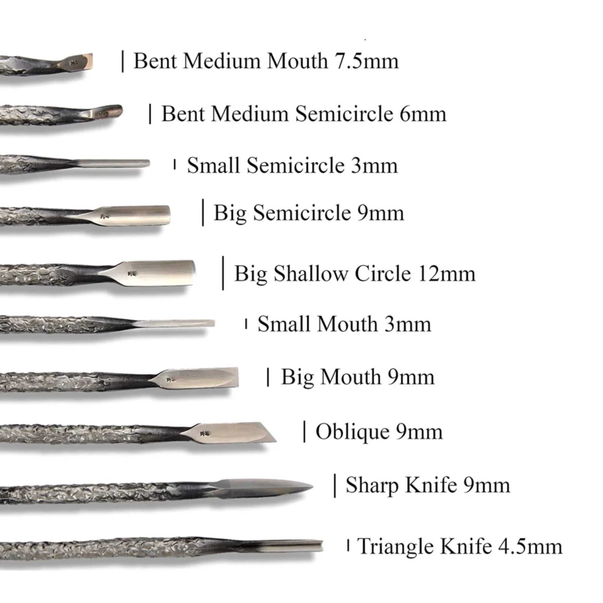 Kakuri Hand Forged Tsuchime Aogami Wood Carving Knife Set (10 pcs)
