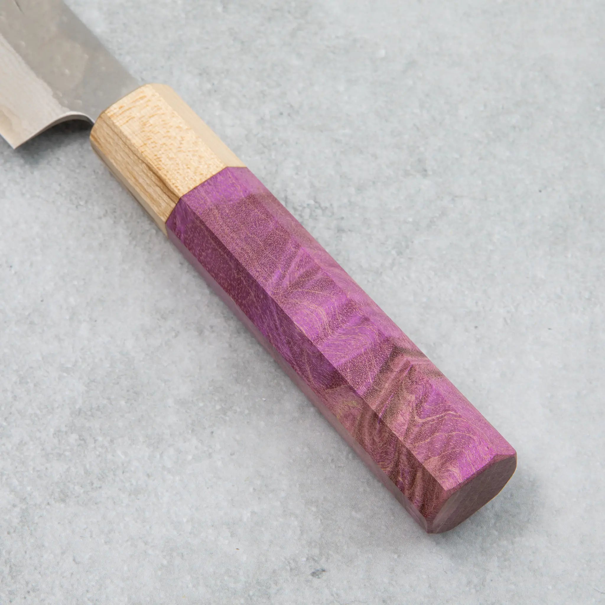 Kamo Hamono VG10 Tsuchime Damascus Shizuku Petty Knife Purple Handle