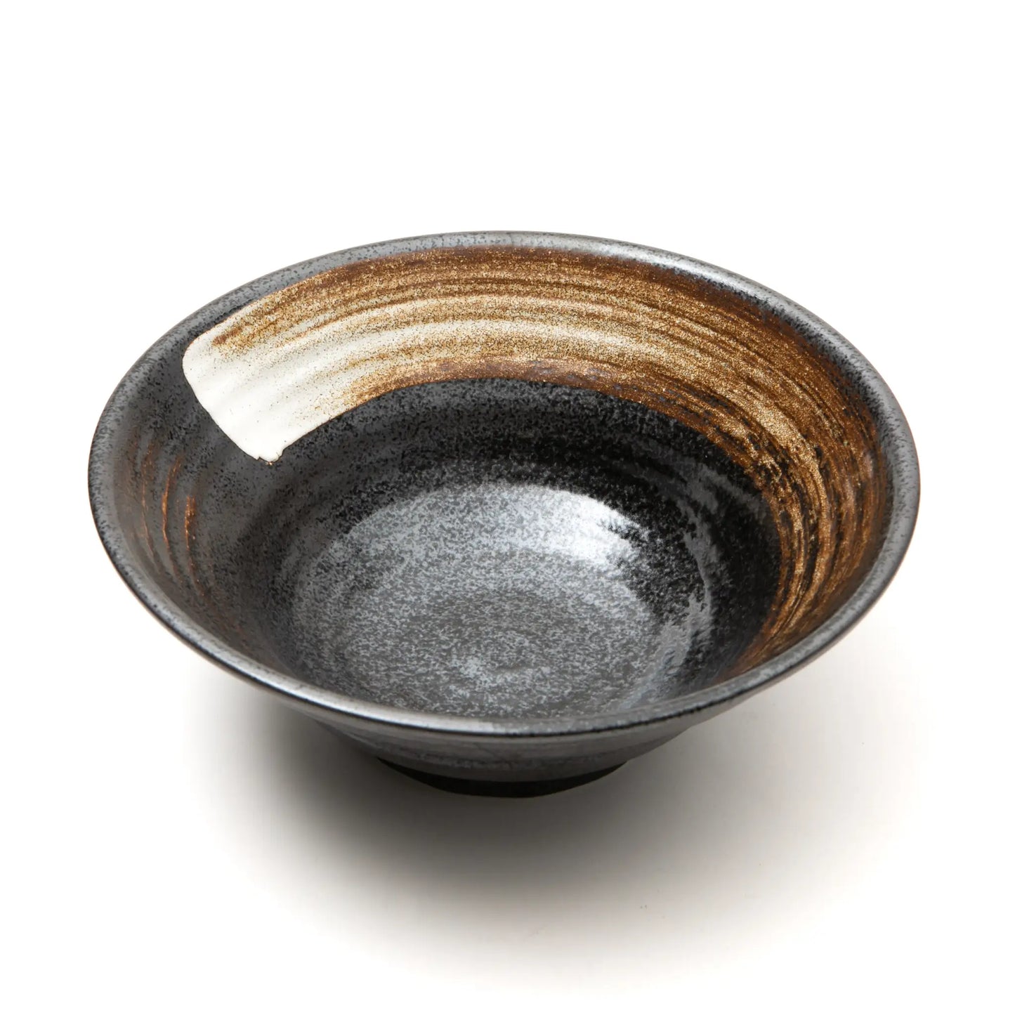 Mino Ware Rokubei Black Crystal Noodle Bowl Set