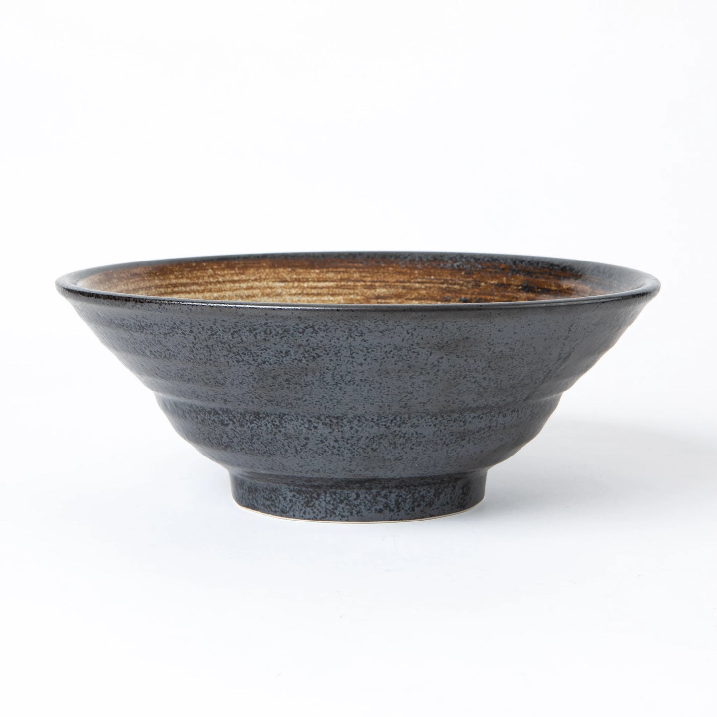 Mino Ware Rokubei Black Crystal Noodle Bowl Set